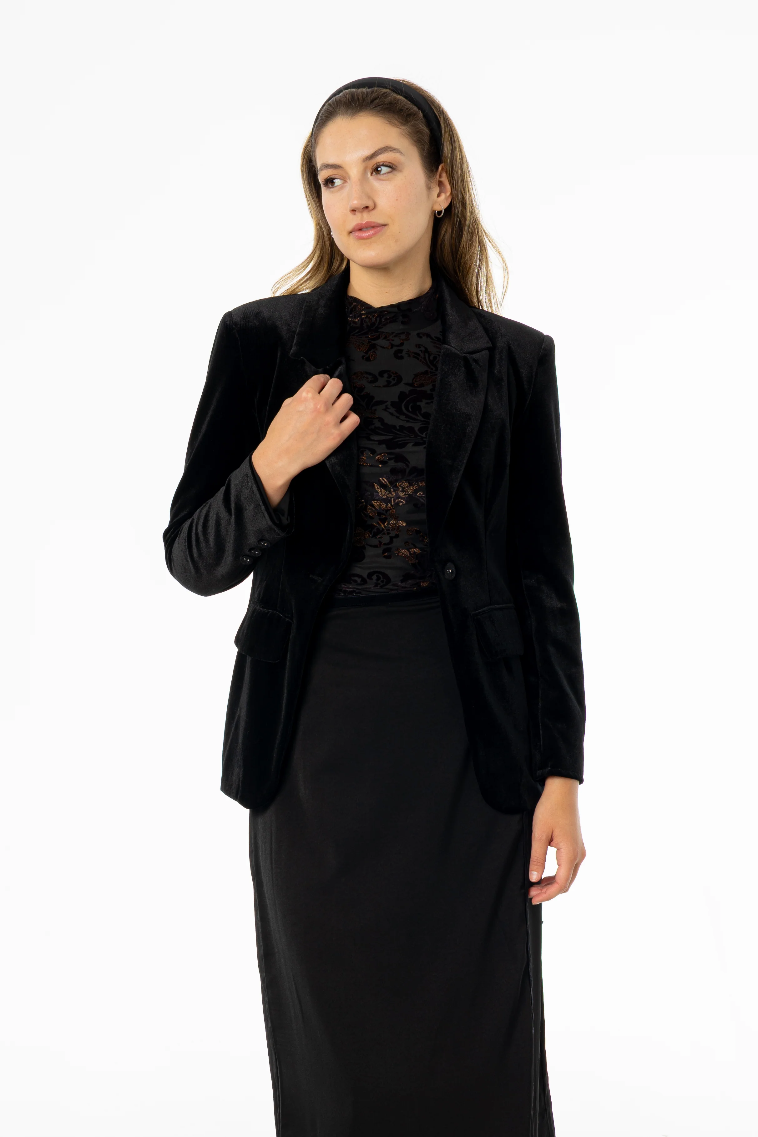 Black Velour Blazer - KJDHW