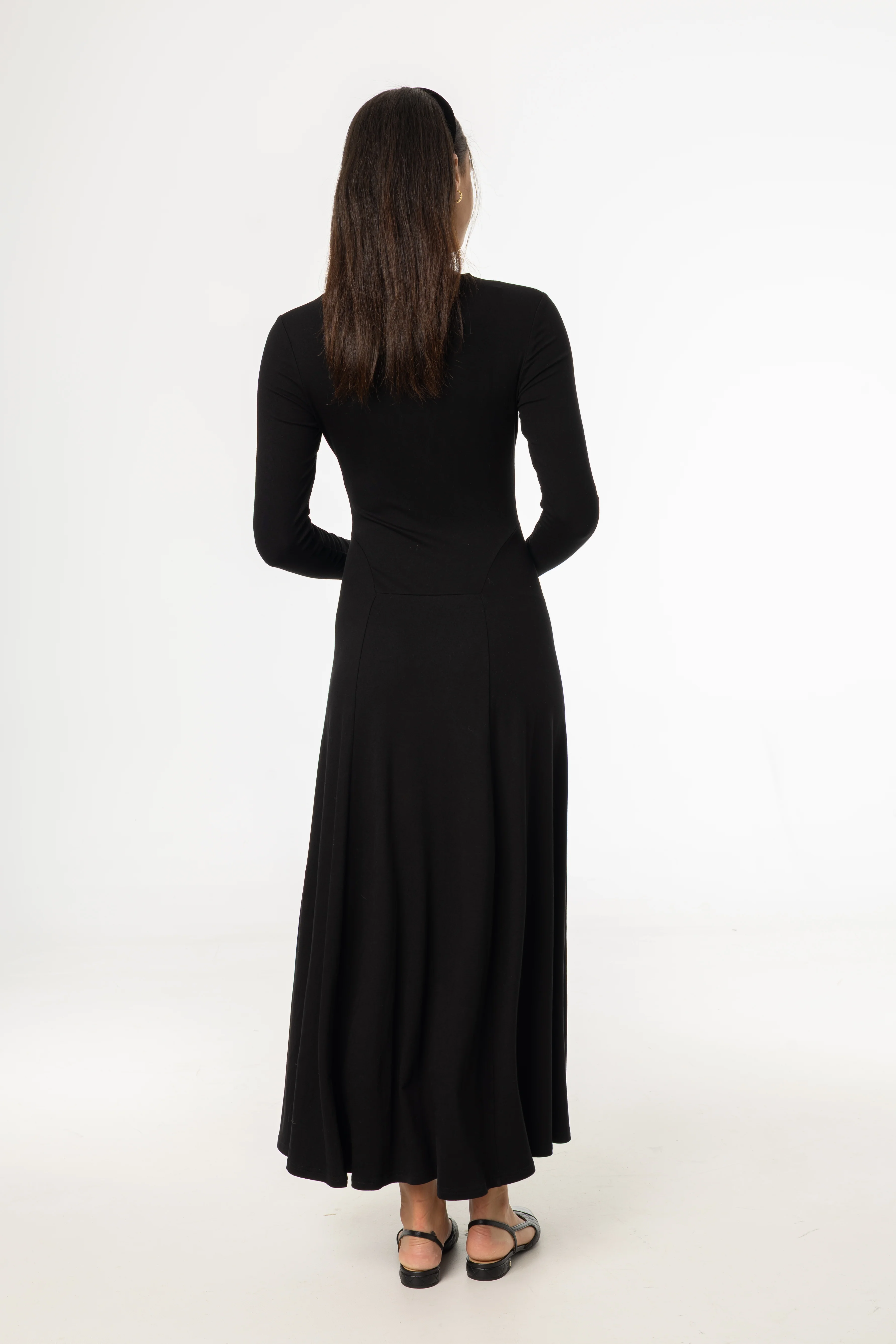 Black Front Ruched Maxi Dress - KJDHW
