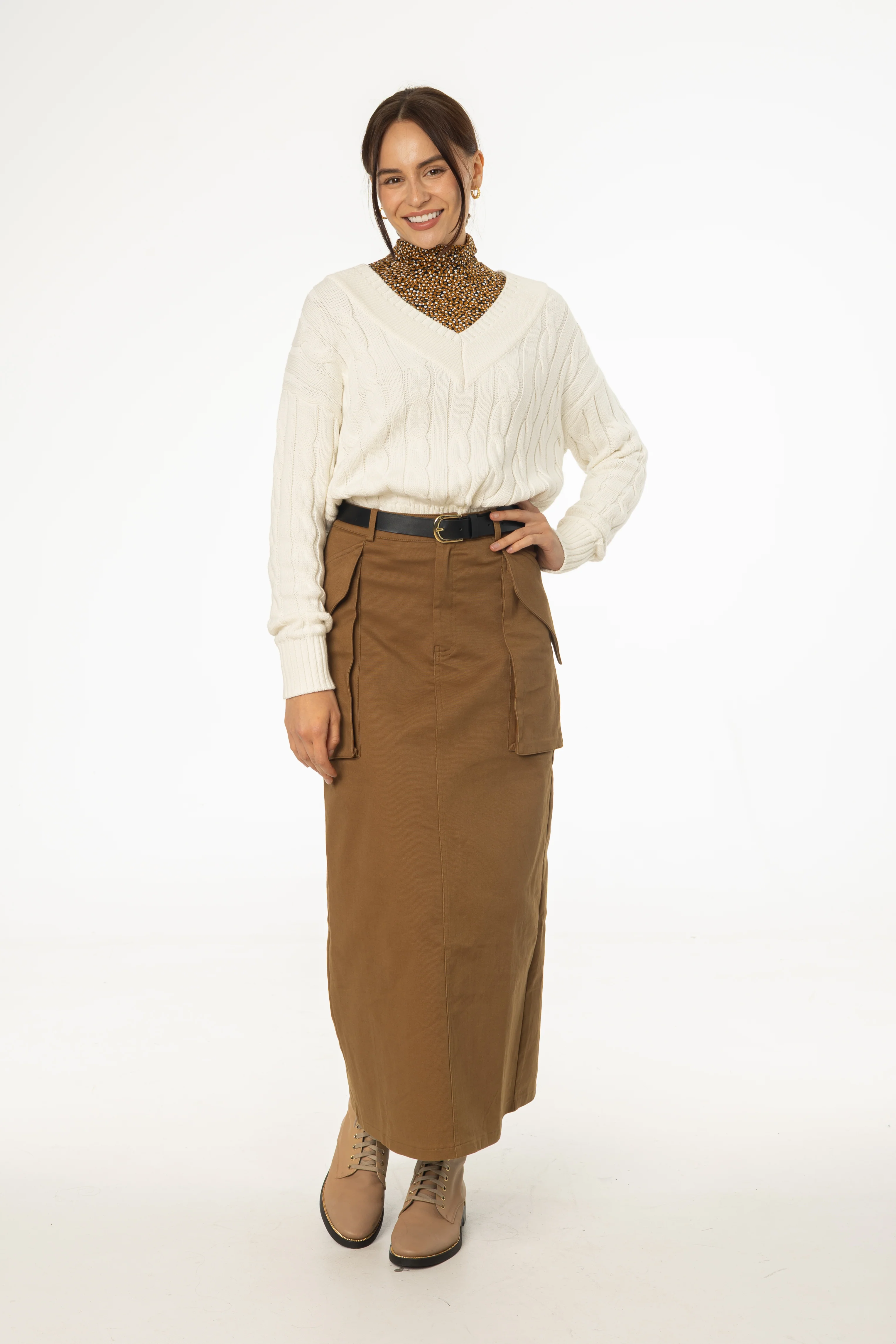 Camel Pocket Cargo Skirt - KJDHW