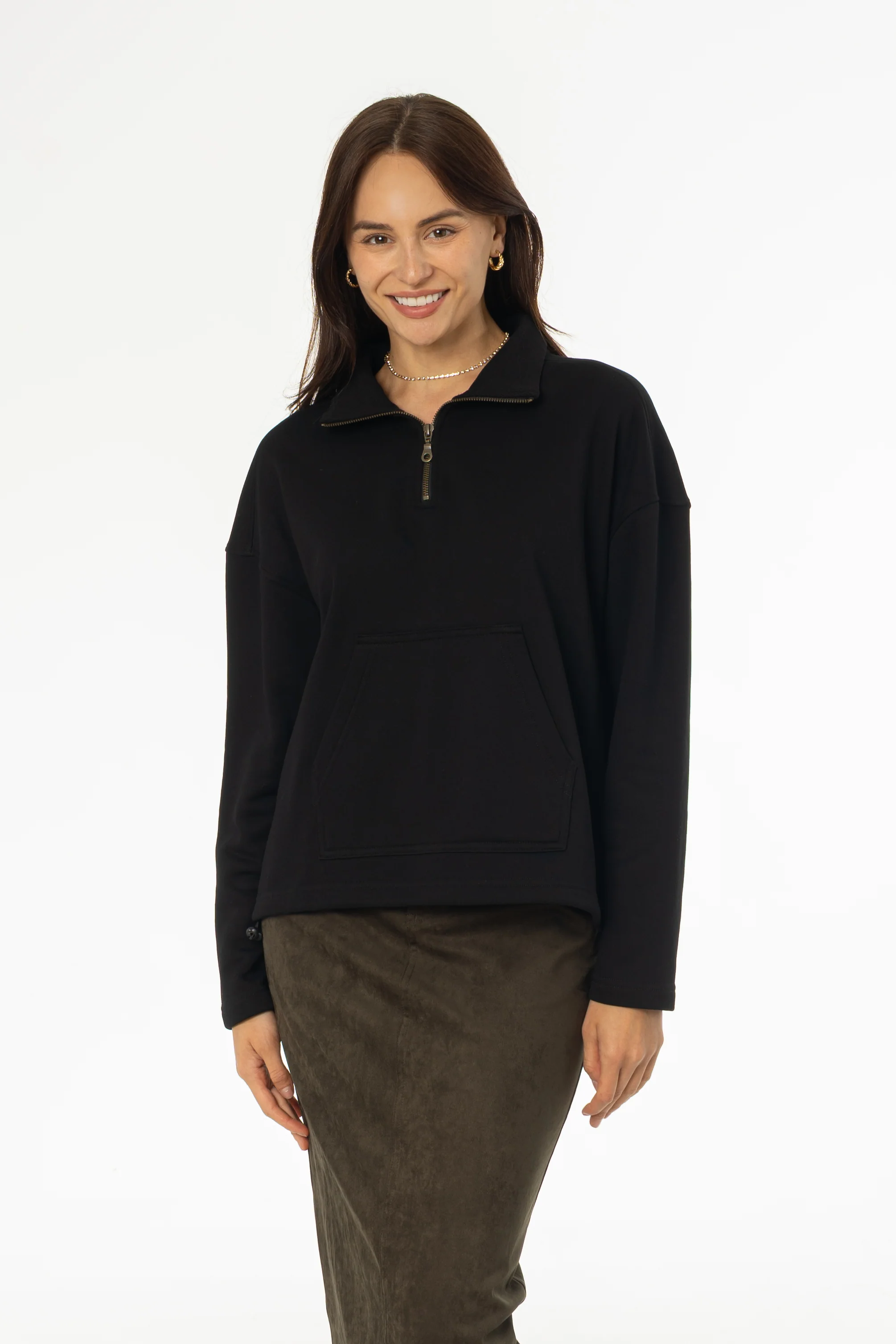 Black Quarter Zip Sweater - KJDHW