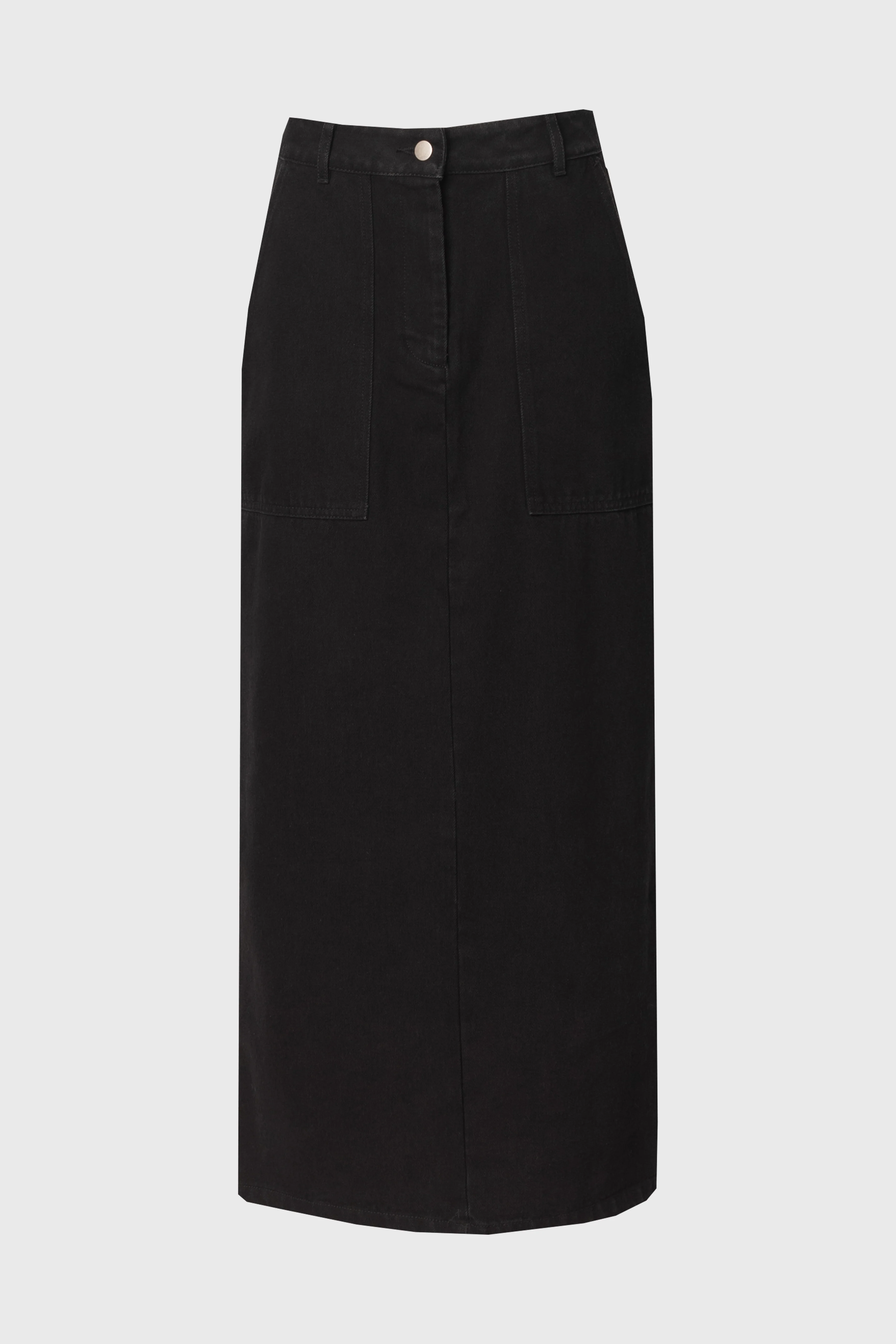 Black Exposed Pocket Denim Skirt - KJDHW