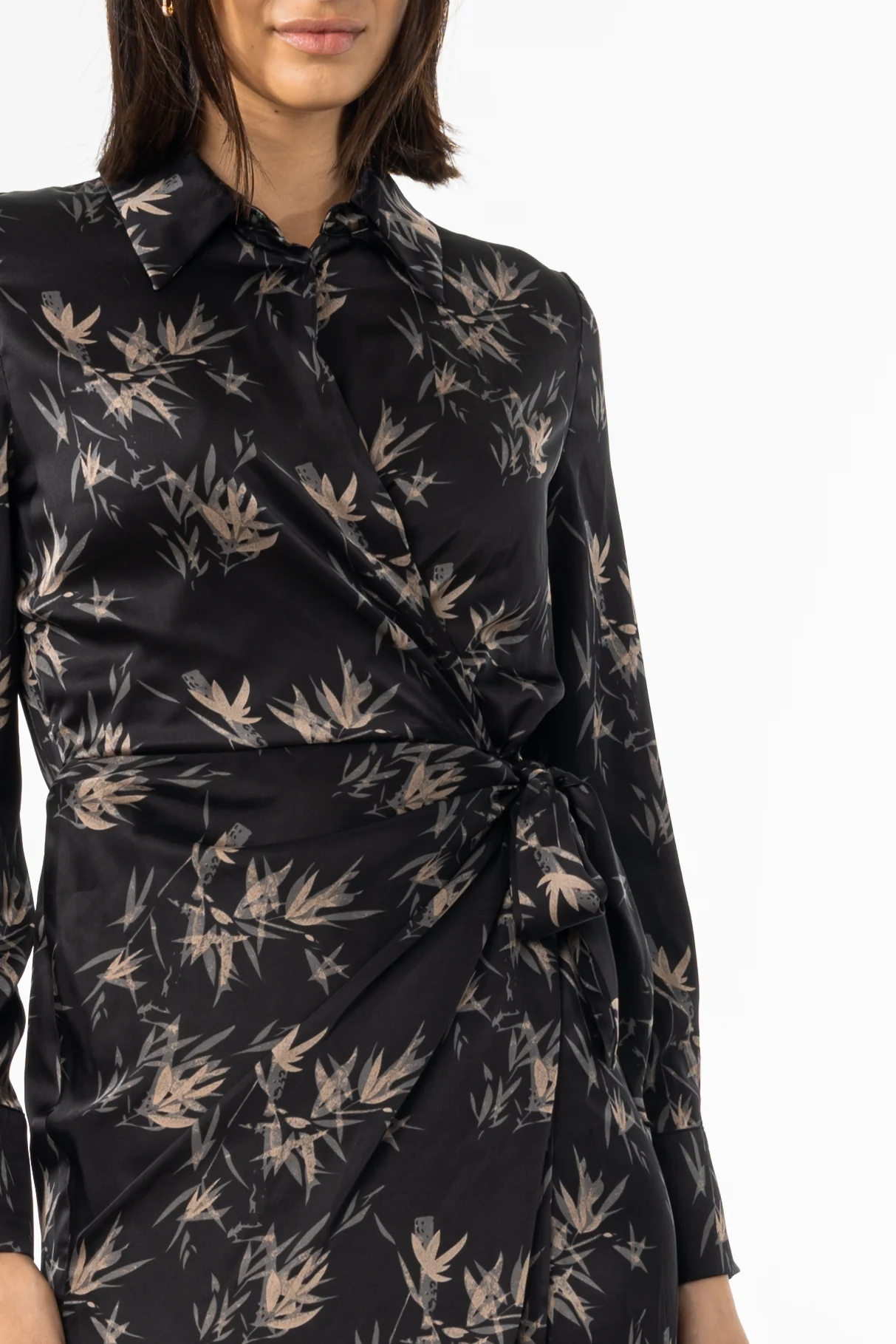 Black & Beige Side Tie Maxi Dress - KJDHW