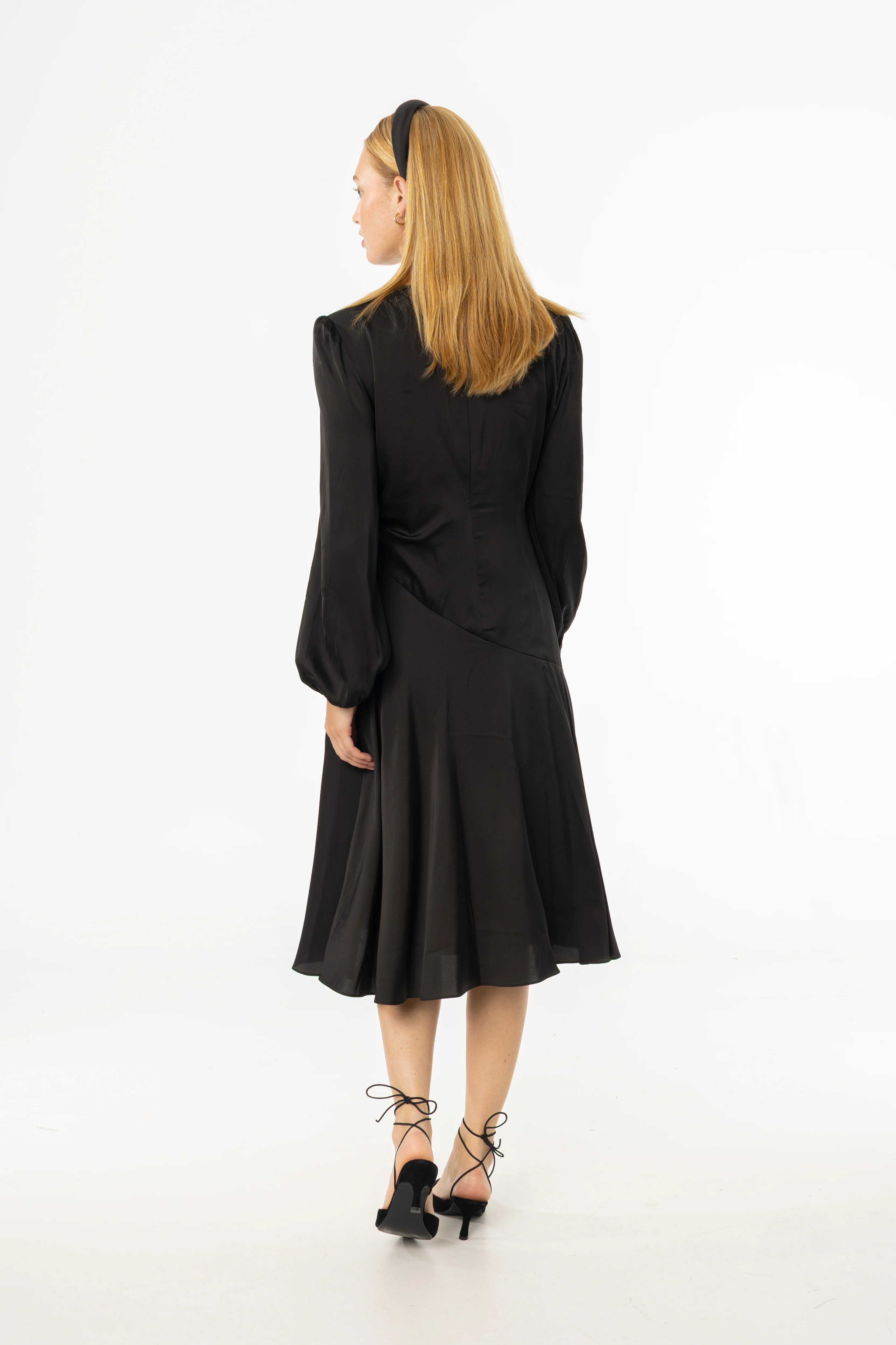 Black Side Draped Dress - KJDHW