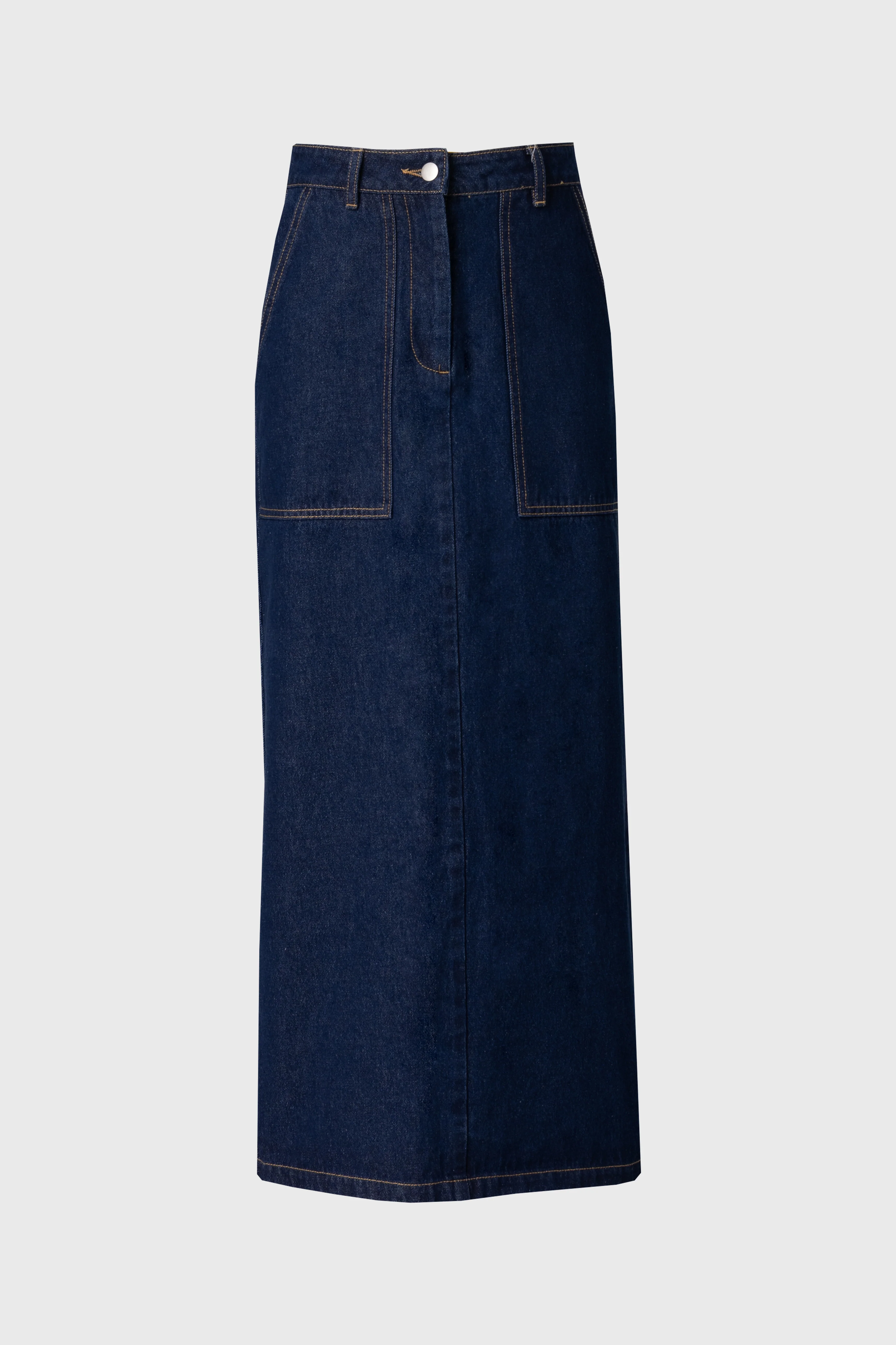 Blue Exposed Pocket Denim Skirt - KJDHW