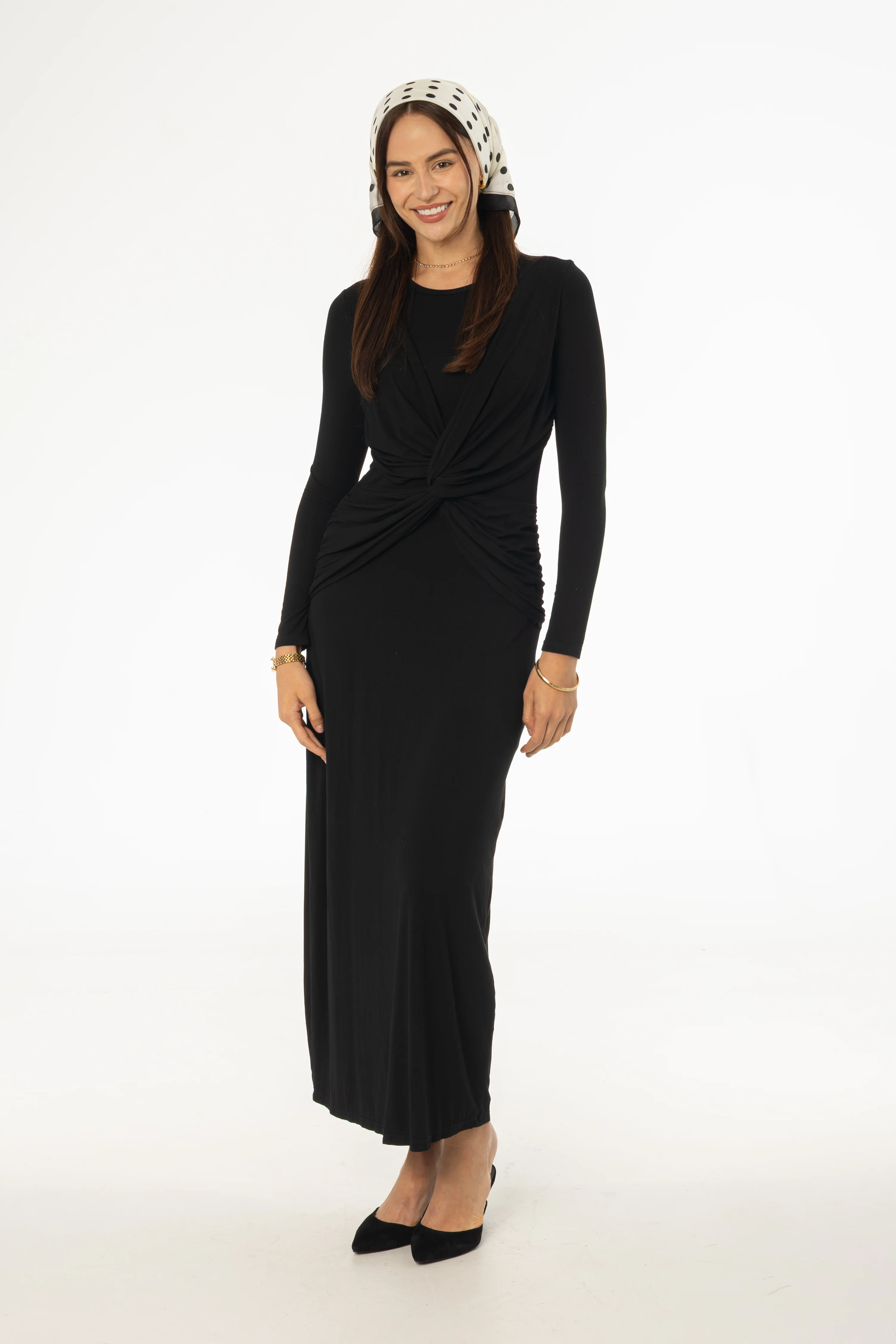Black Knot Crossover Maxi Dress - KJDHW