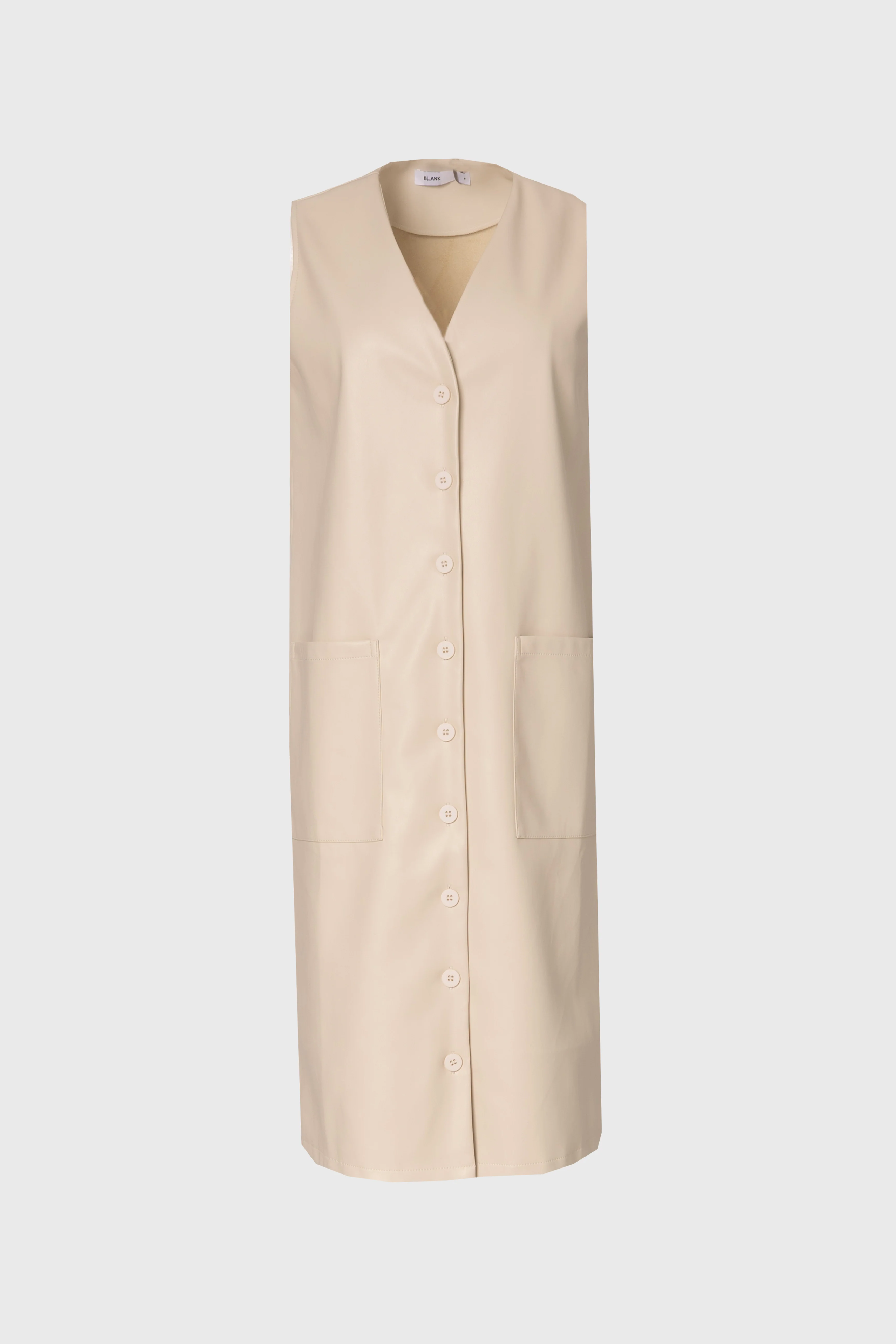 Cream Vegan Leather Vest Dress - KJDHW