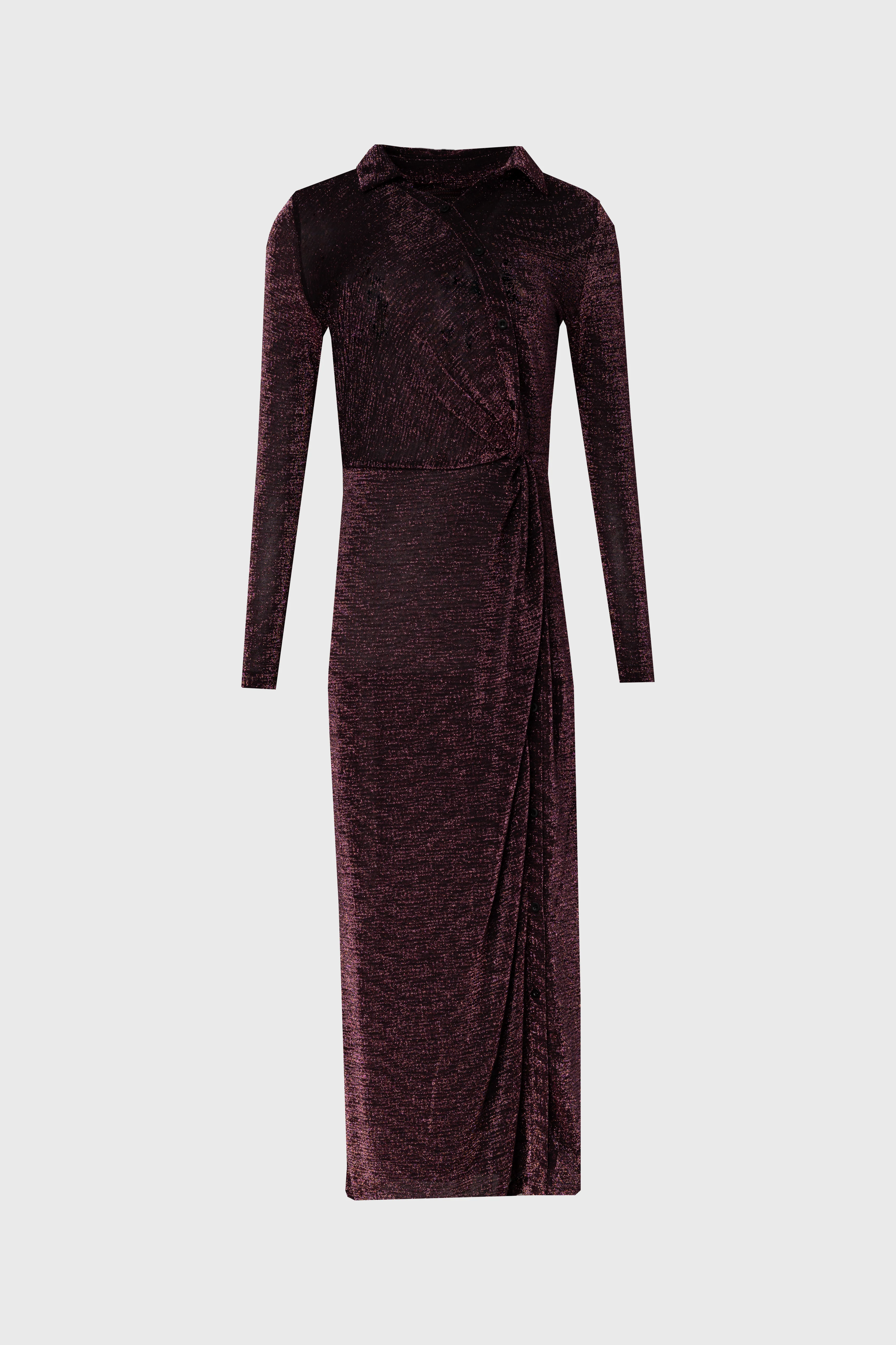 Purple Sparkle Side Button Maxi Dress - KJDHW