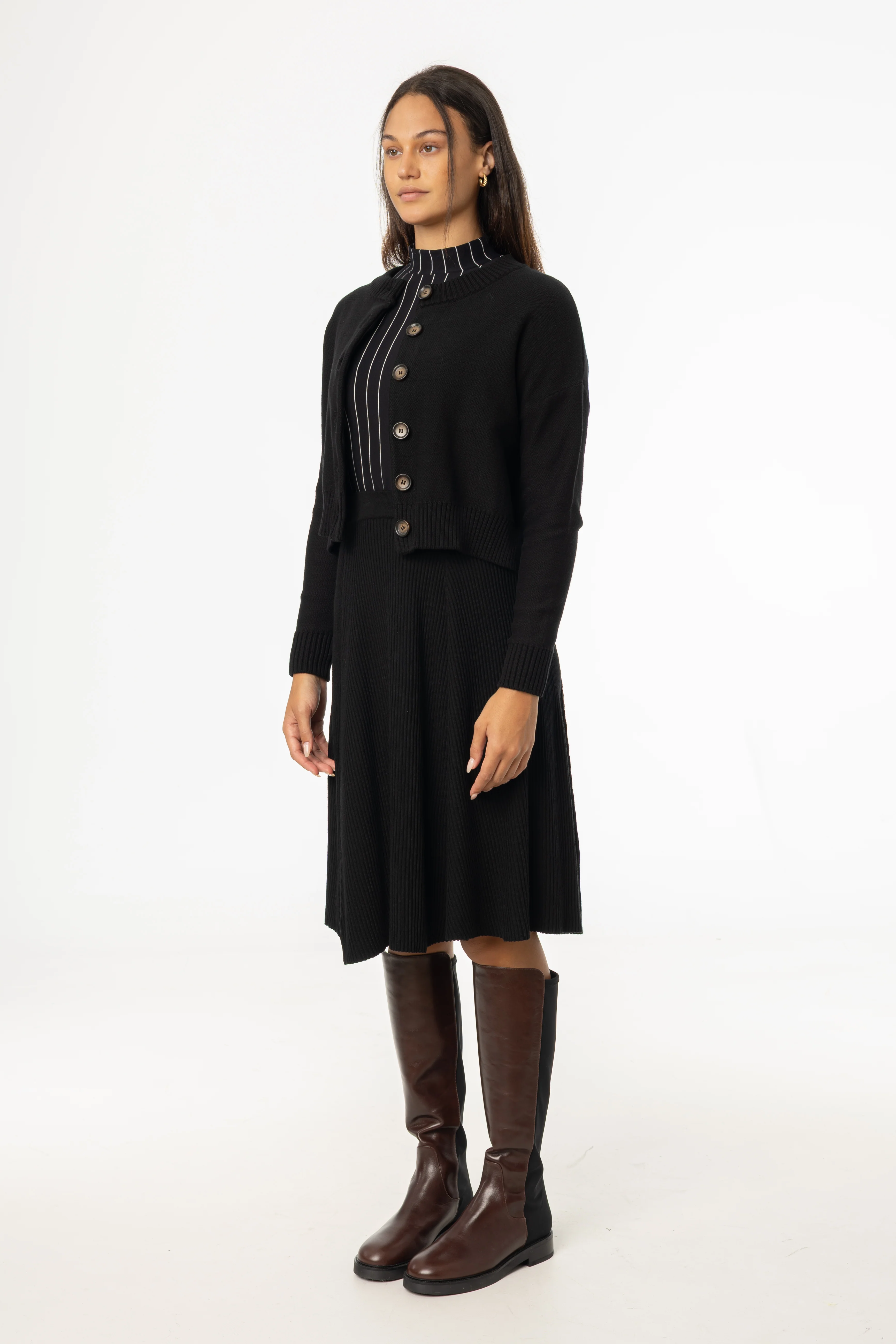 Black Basic Ribbed Knit Skirt - KJDHW