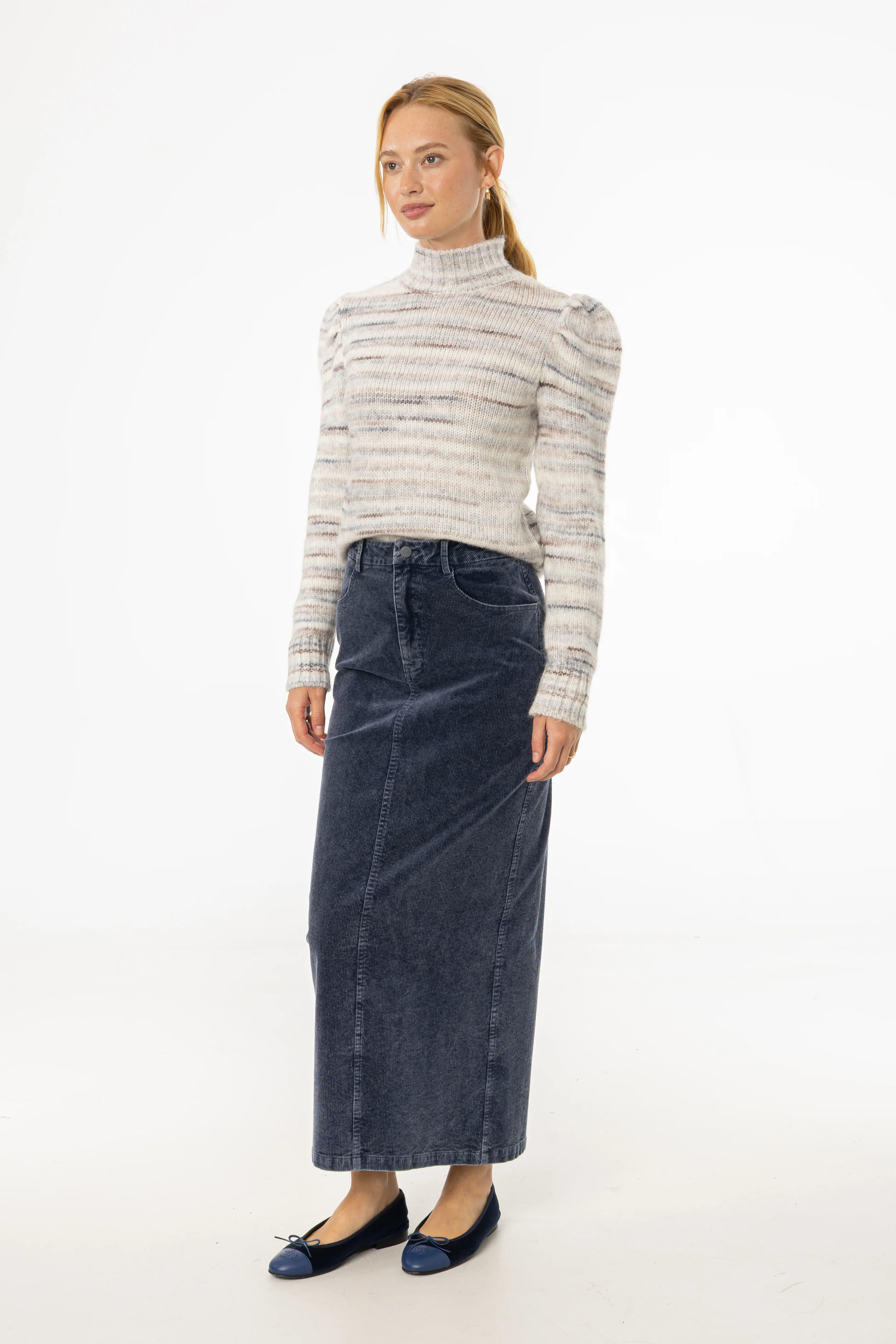 Blue Wash Corduroy Skirt - KJDHW