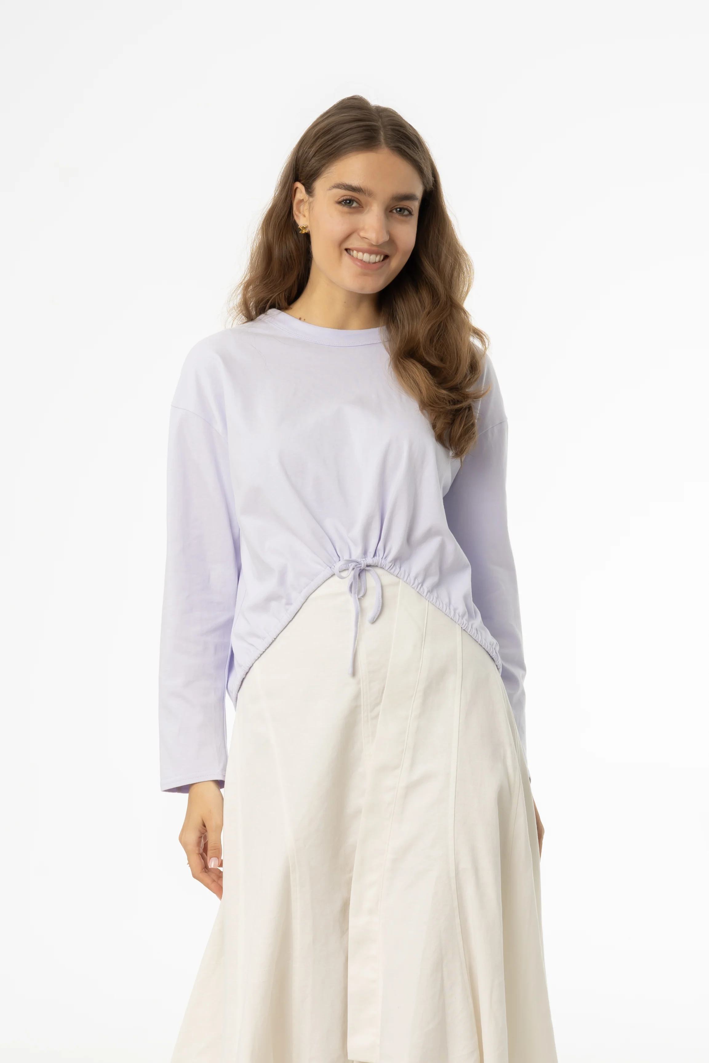 Lavender High Low Drawstring Tee - KJDHW