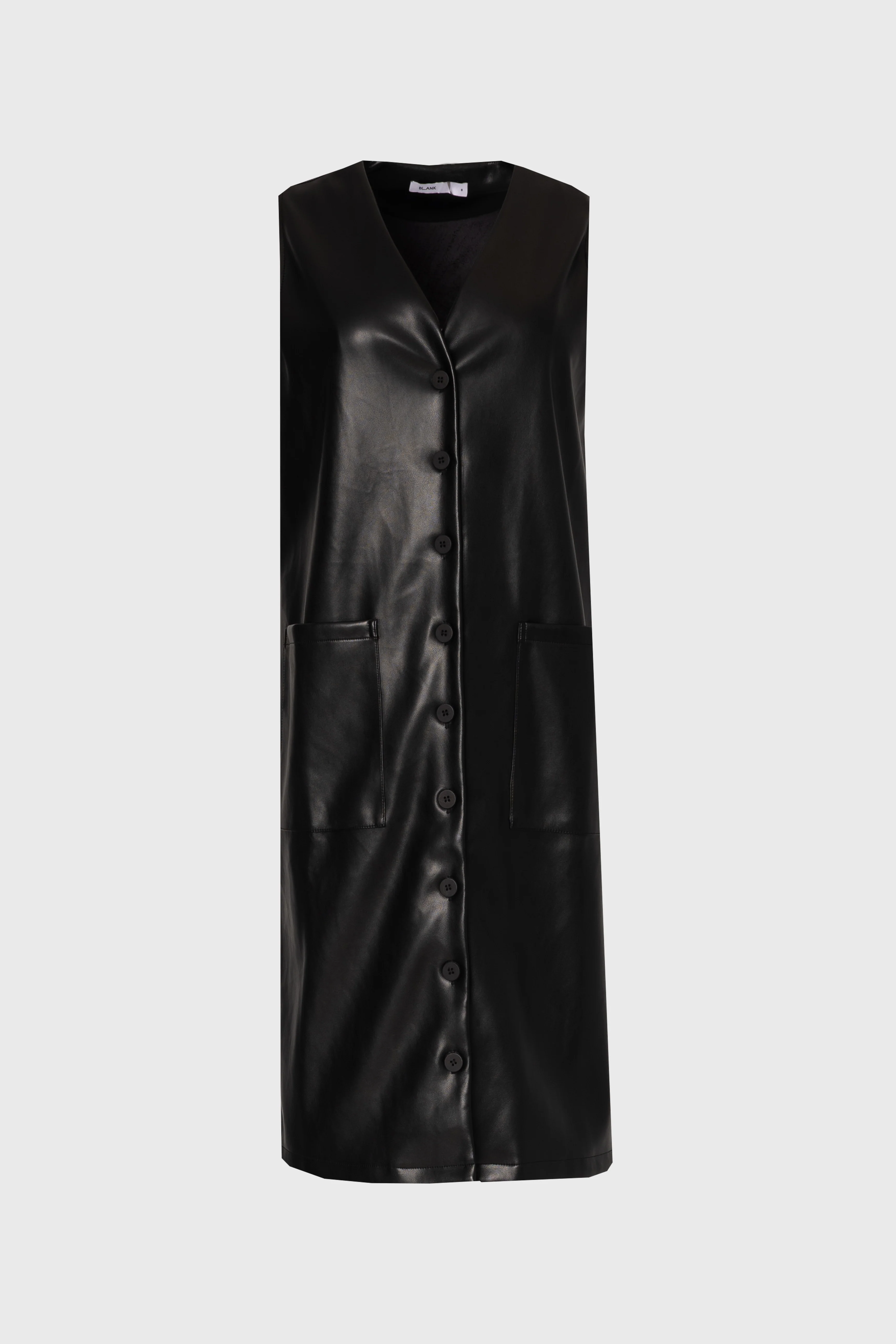 Black Vegan Leather Vest Dress - KJDHW