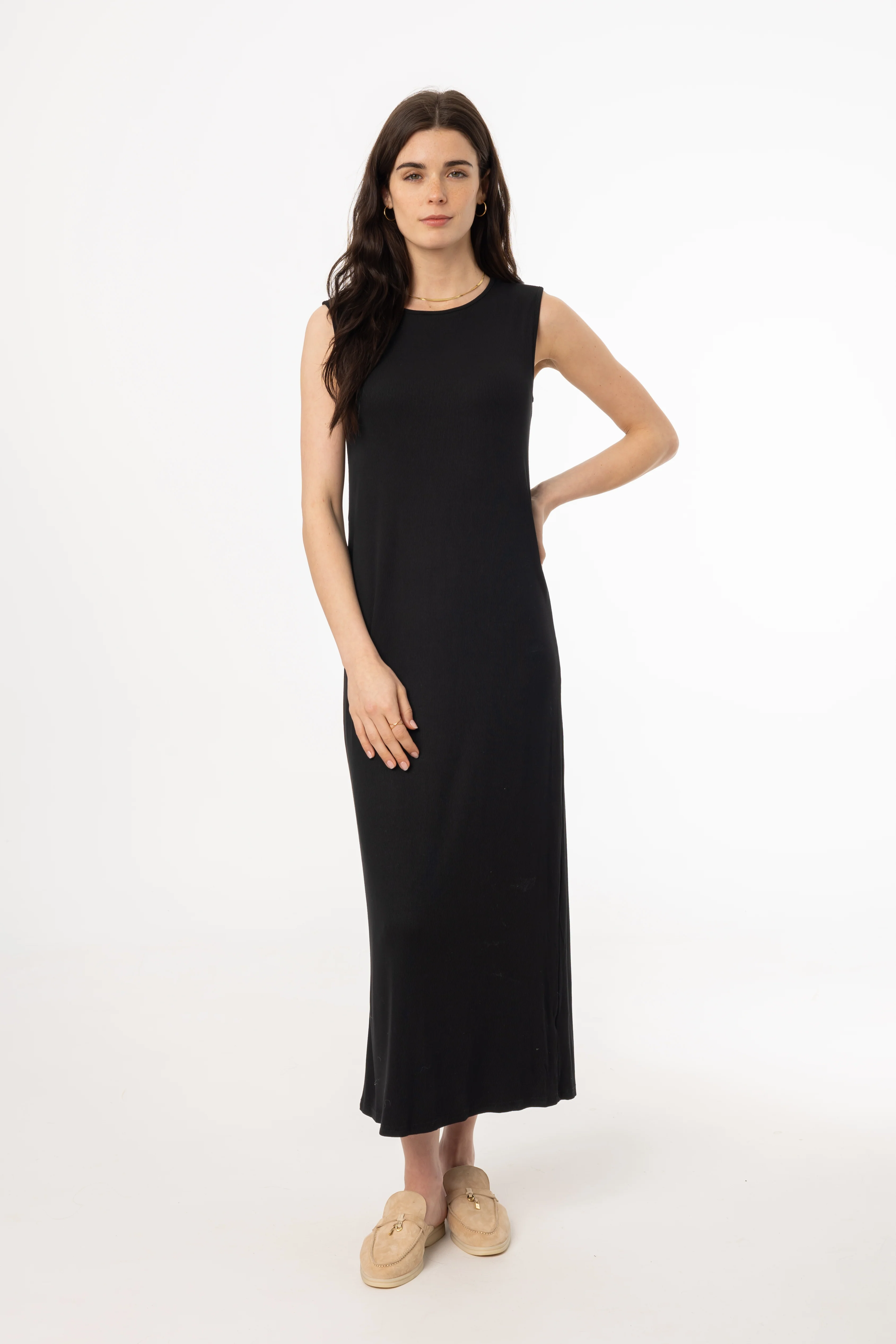Black Ribbed Maxi Jumper - KJDHW
