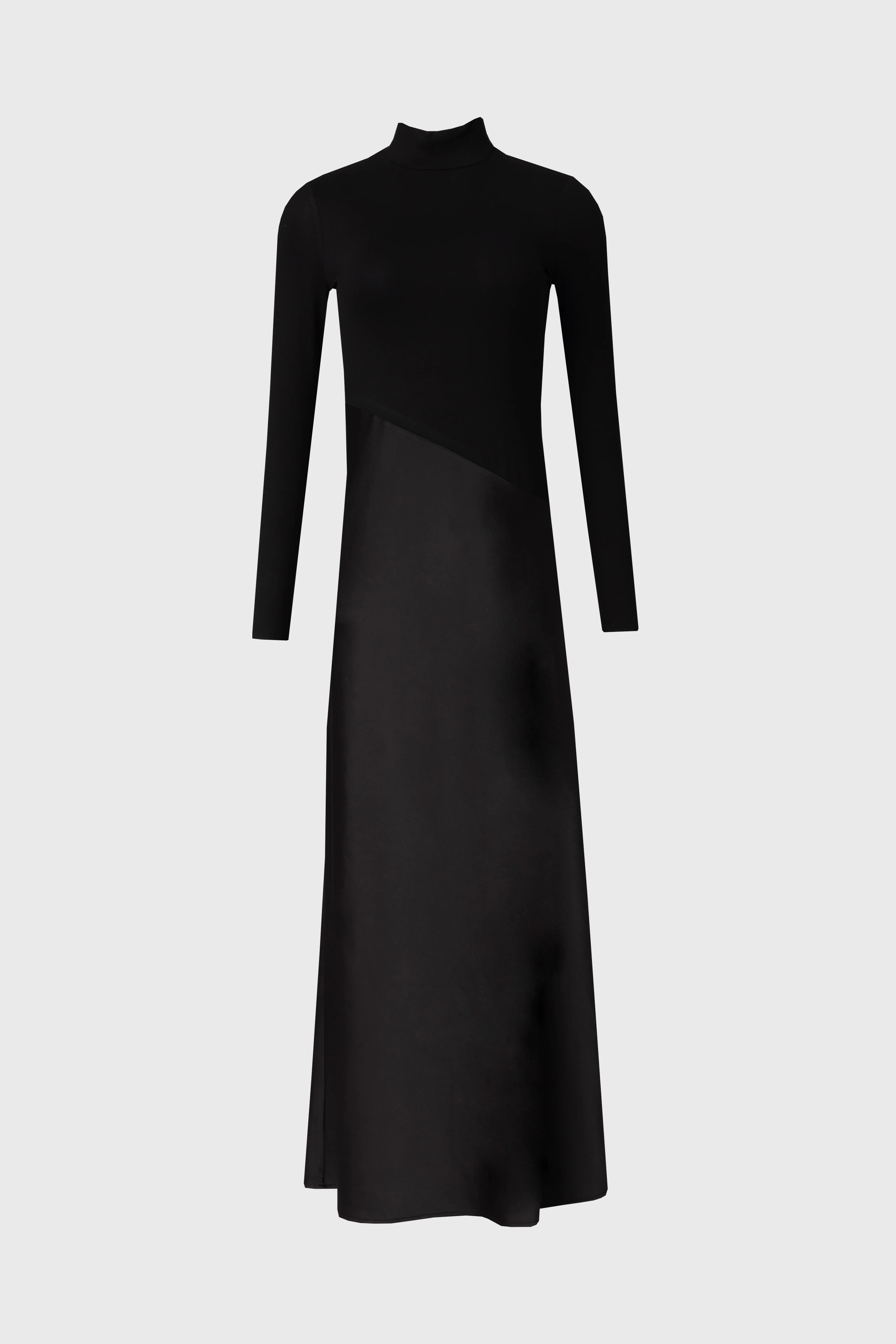 Black Combo Mock Neck Maxi Dress - KJDHW