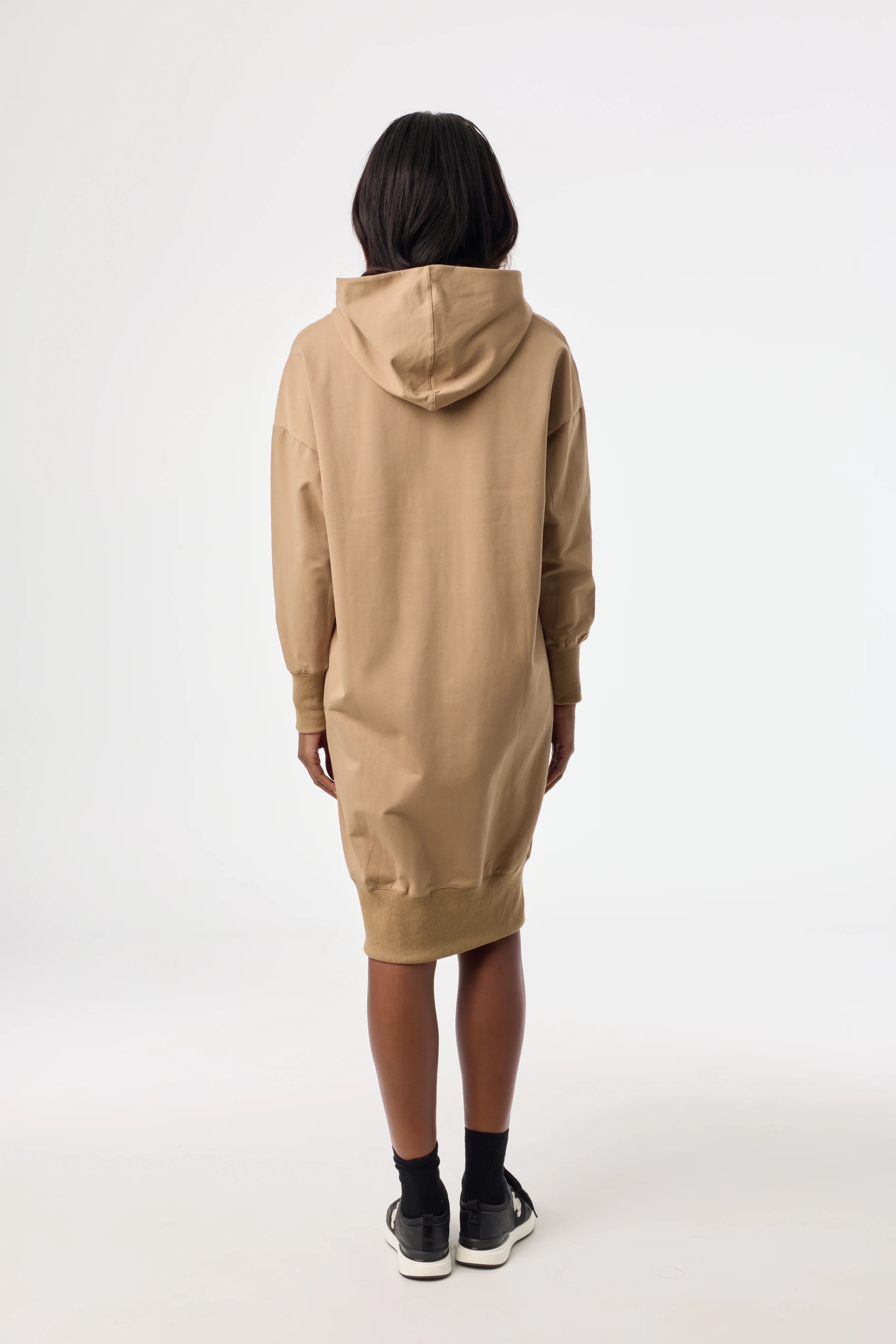 Brown Zipper Sweatshirt Dress - KJDHW
