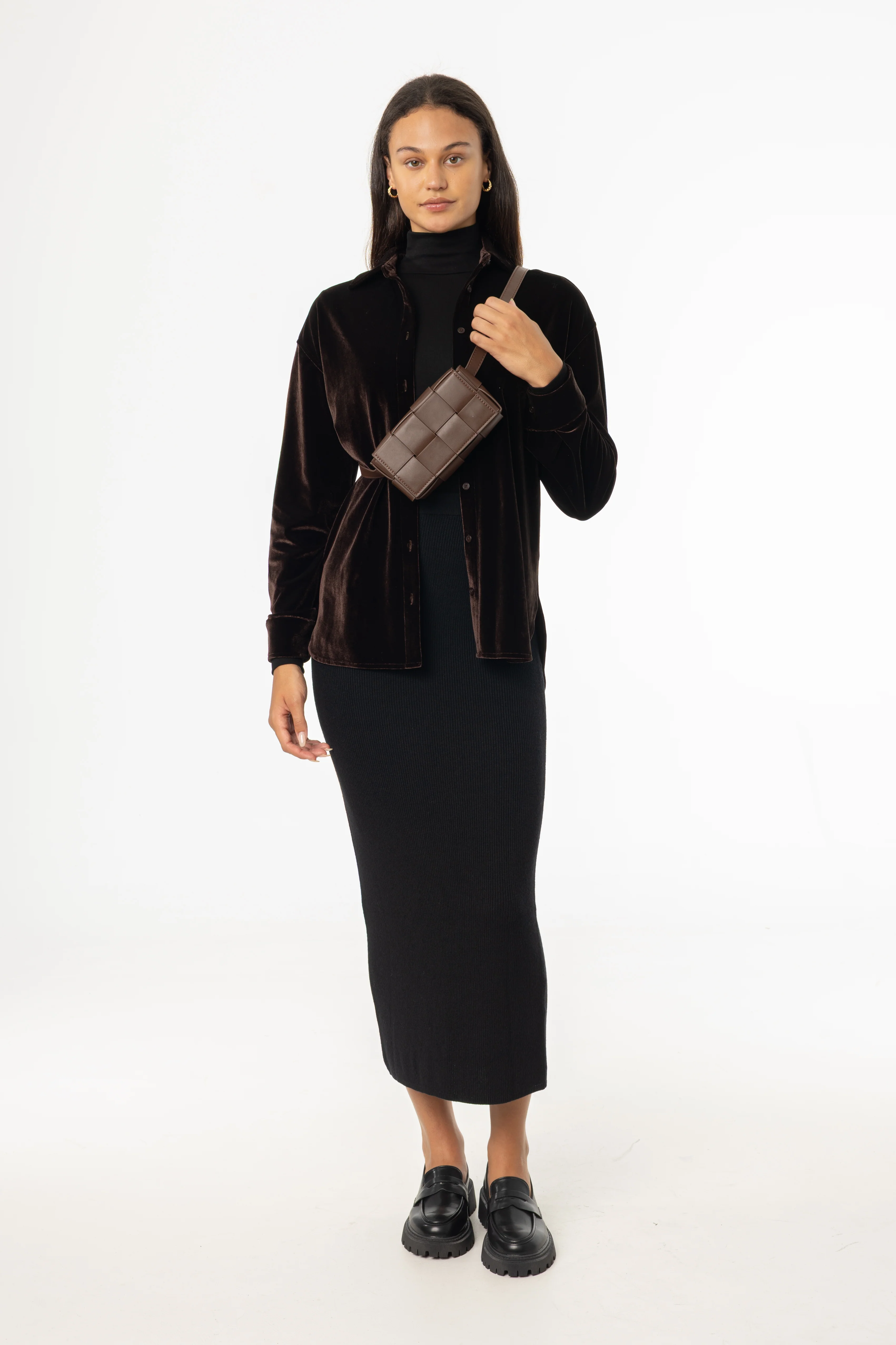 Black Knit Maxi Skirt - KJDHW