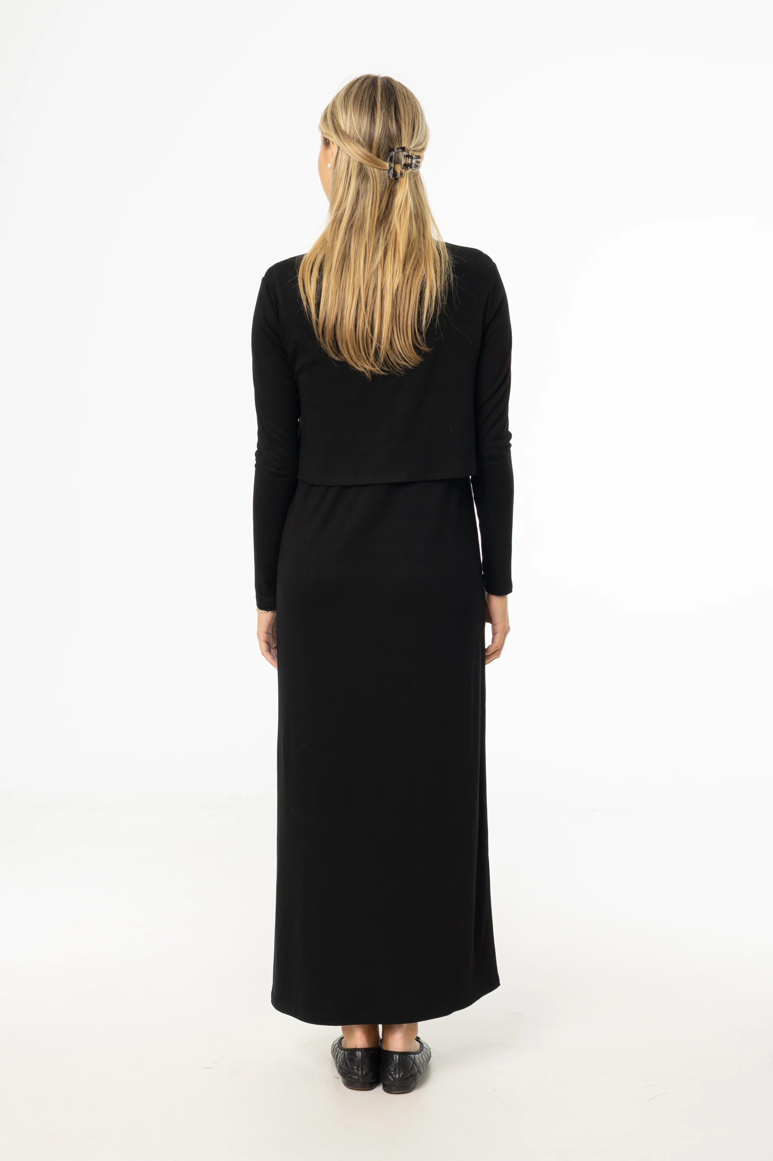 Black Overlay Maxi Dress - KJDHW