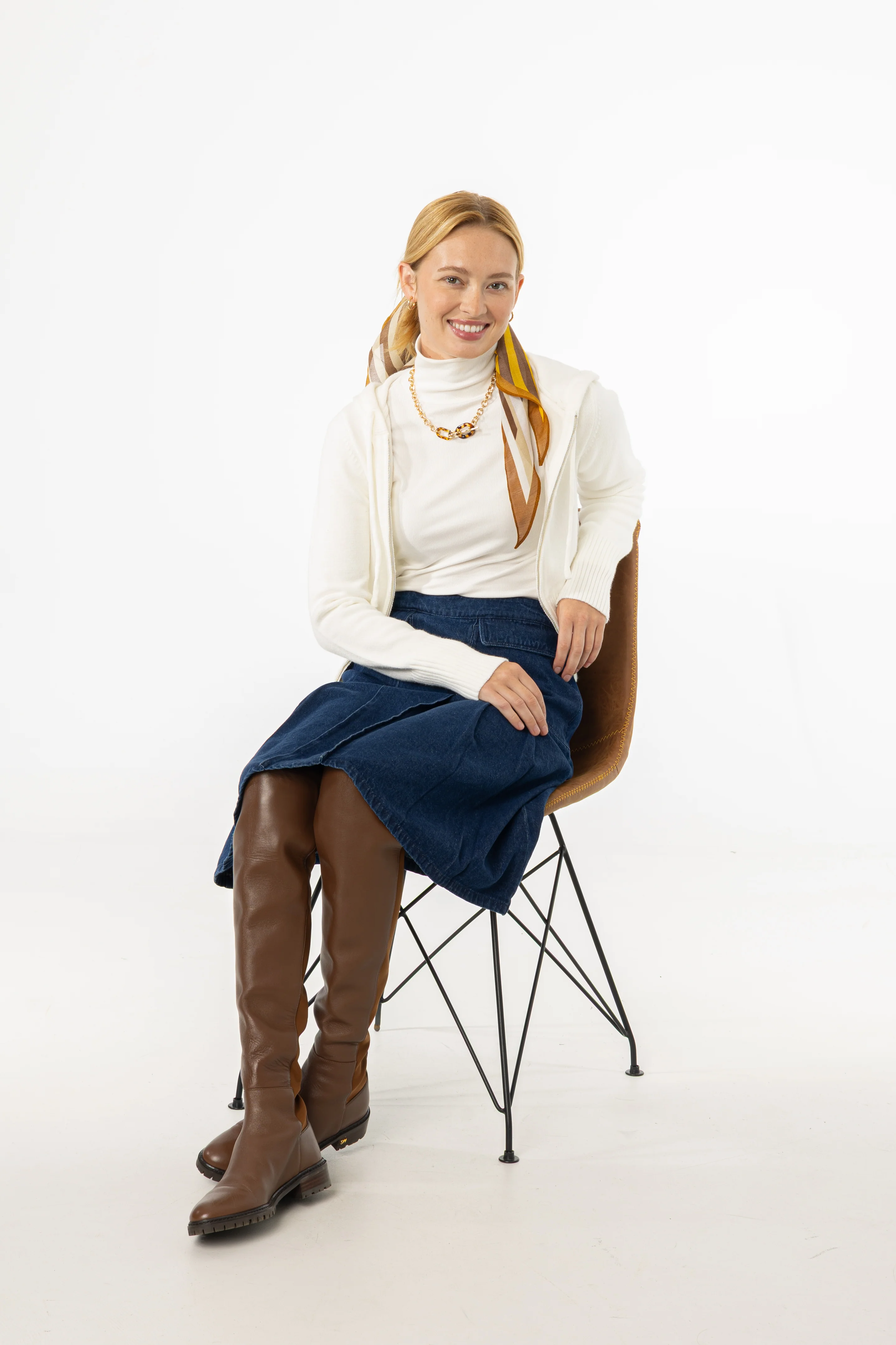 Blue Half Pleat Cargo Denim Skirt - KJDHW