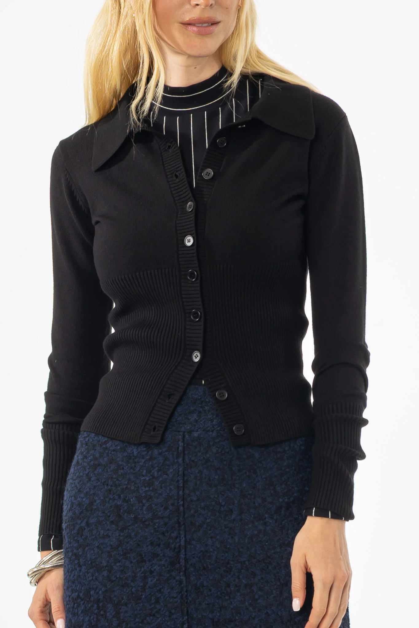 Black Waisted Cardigan - KJDHW