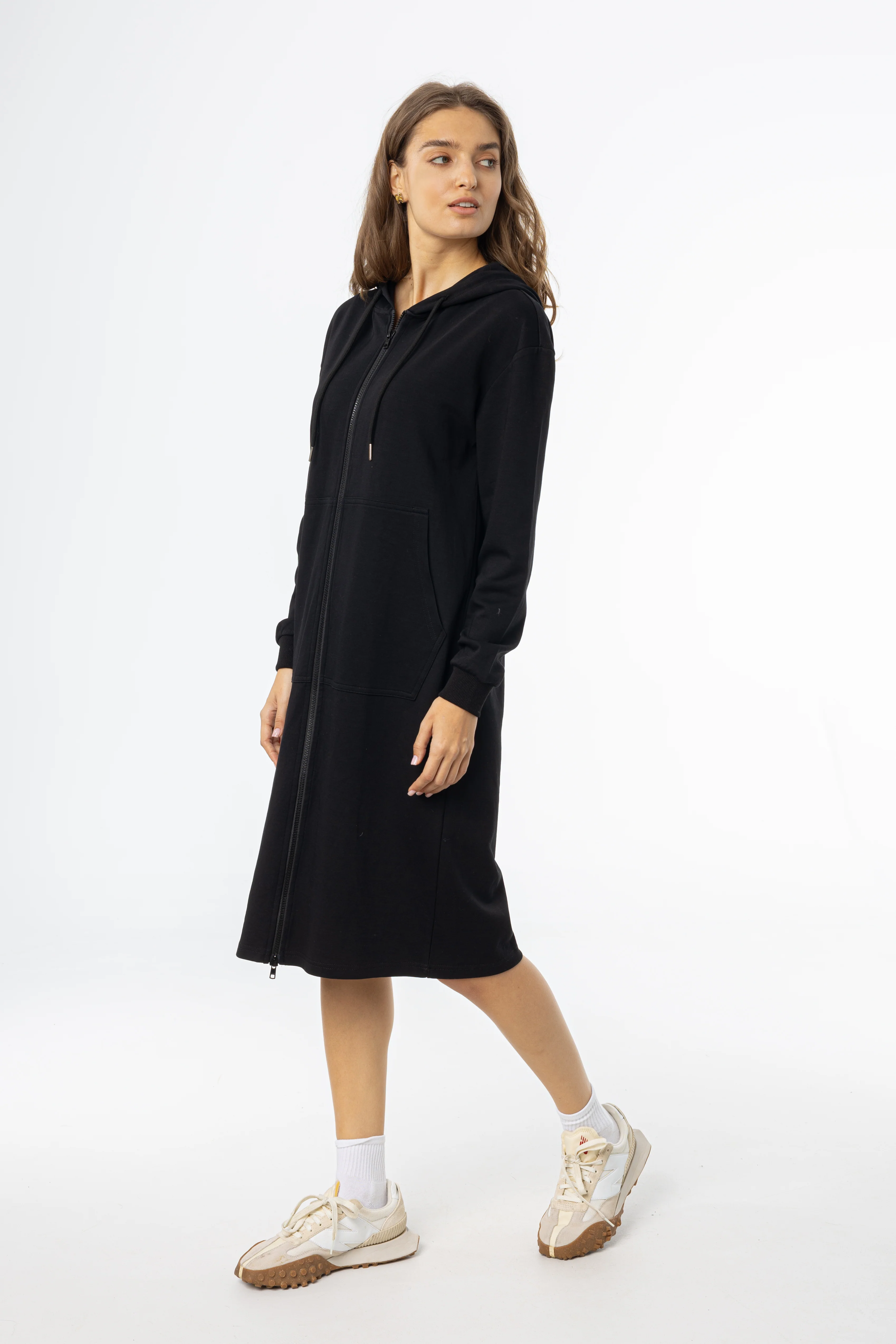 Black Basic Zipper Dress - KJDHW