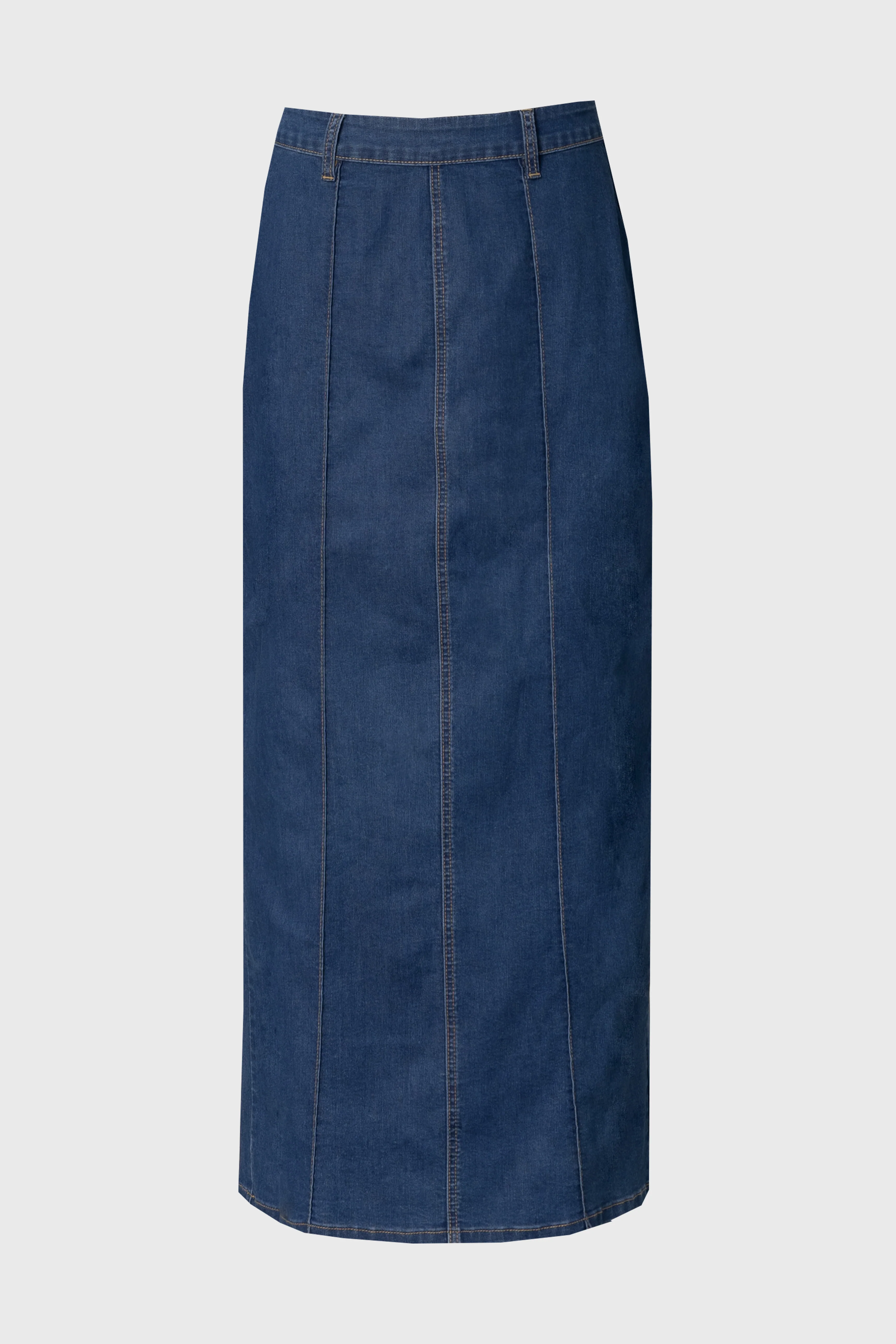 Dark Blue Straight Denim Maxi Skirt - KJDHW
