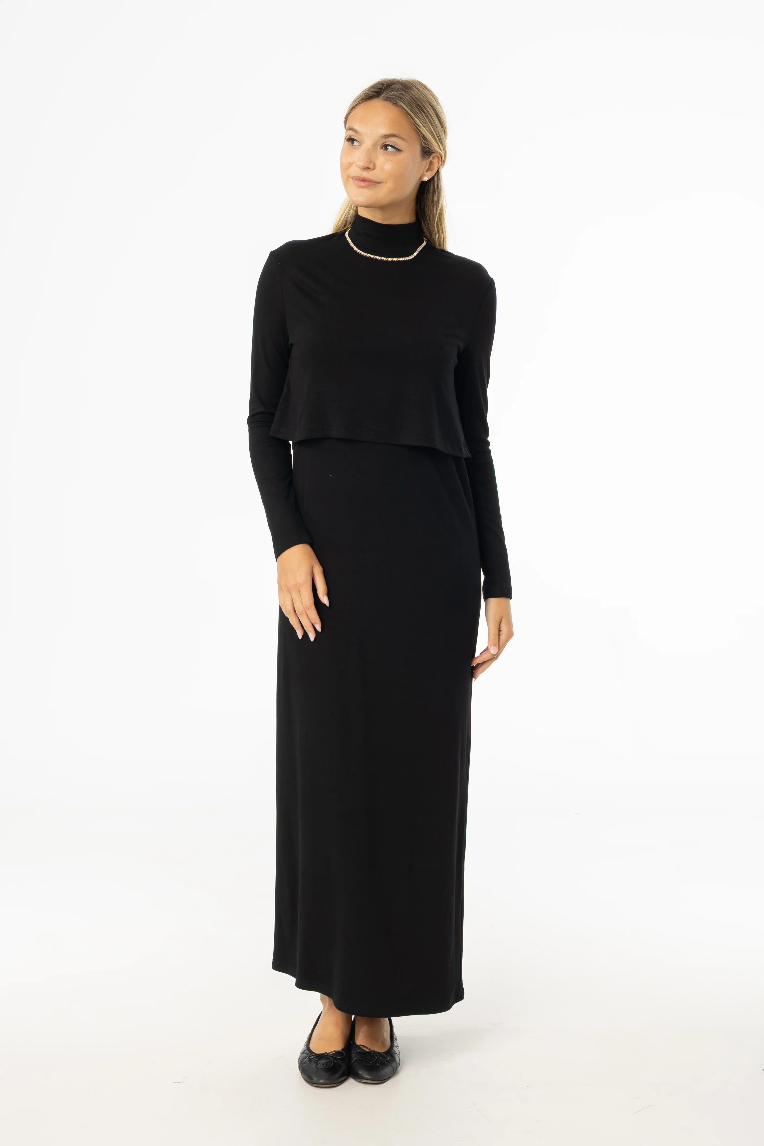 Black Overlay Maxi Dress - KJDHW