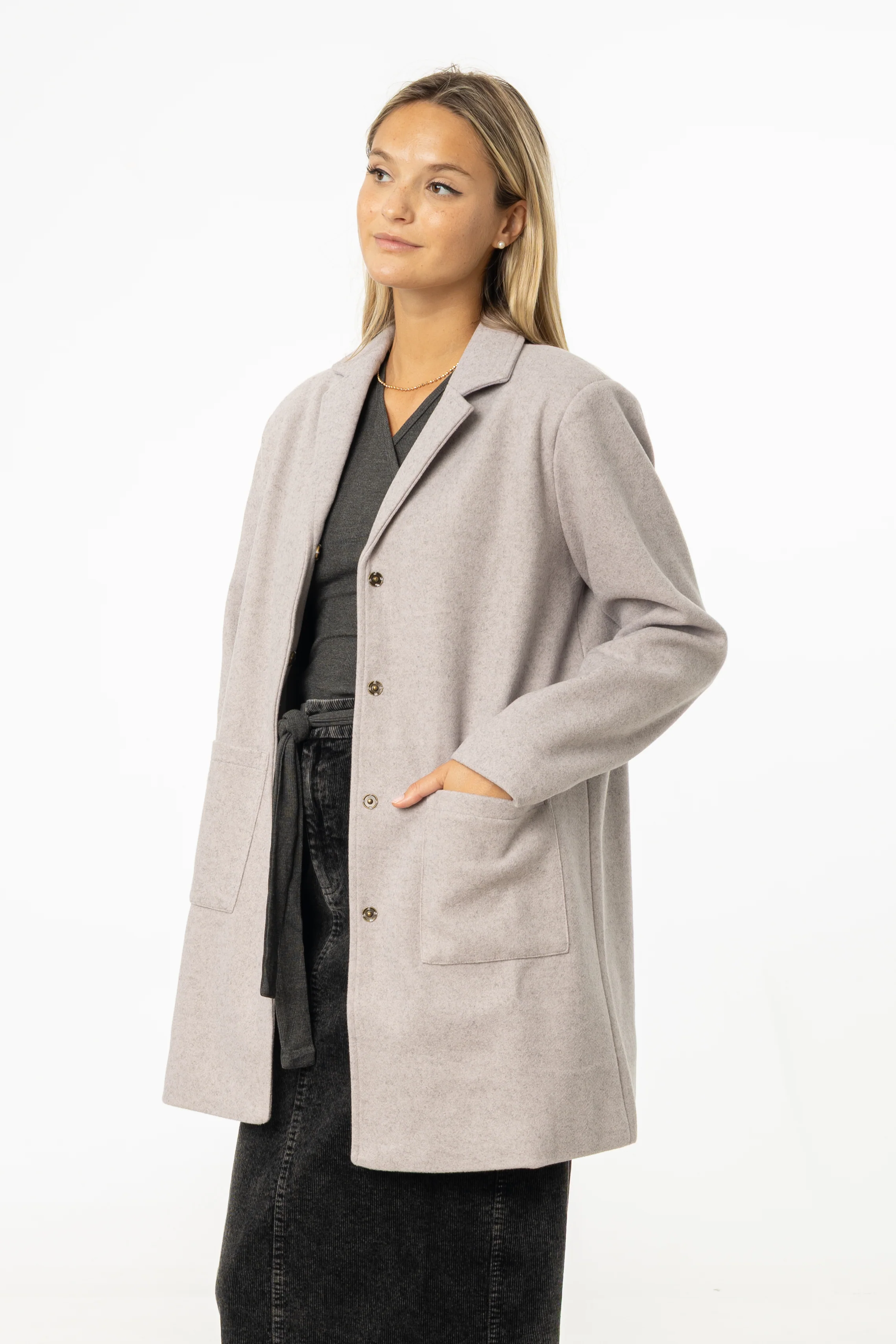 Grey Wool Coat - KJDHW