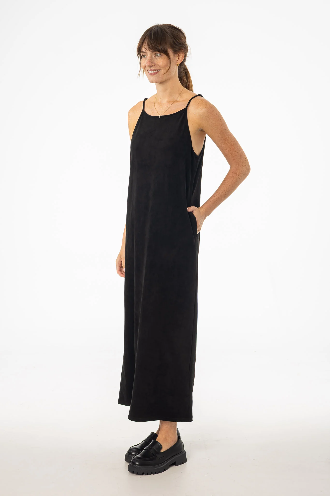 Black Microsuede Maxi Jumper - KJDHW