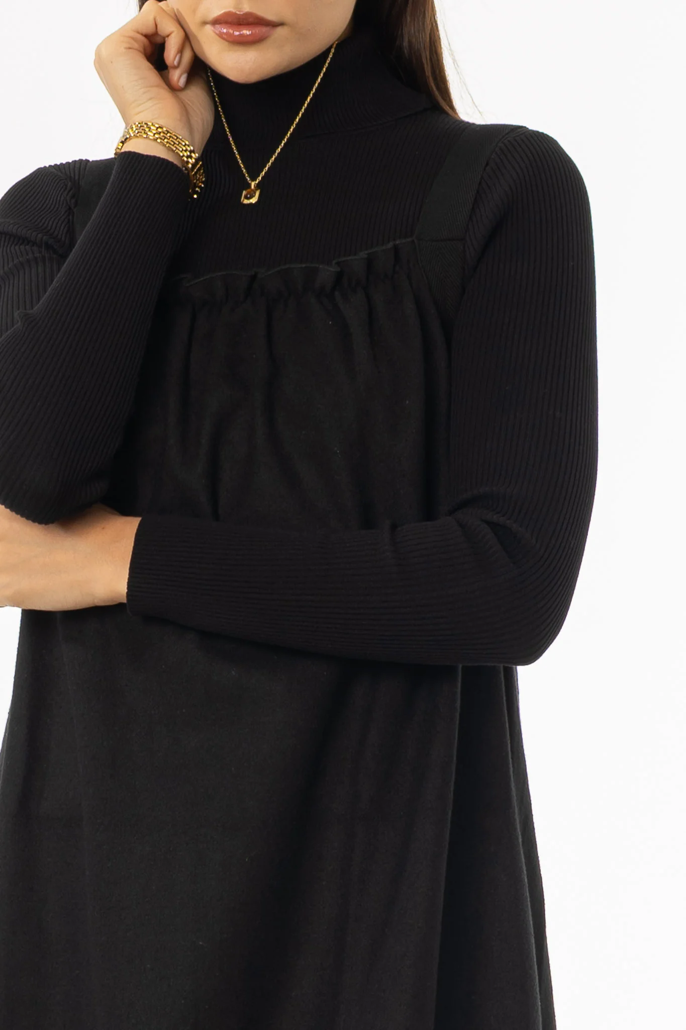 Black Wool Feel Jumper - KJDHW