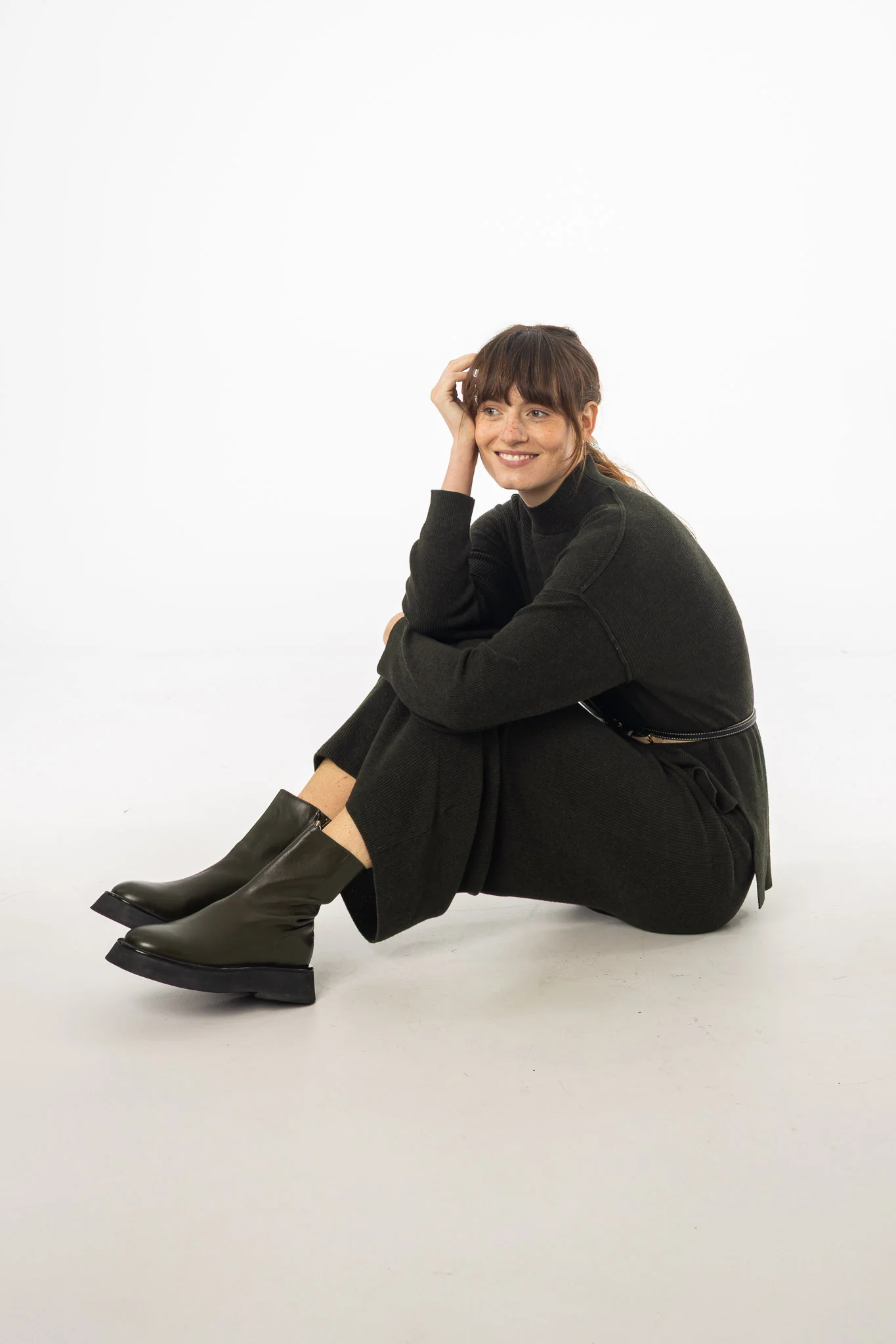 Olive Knit Maxi Skirt - KJDHW