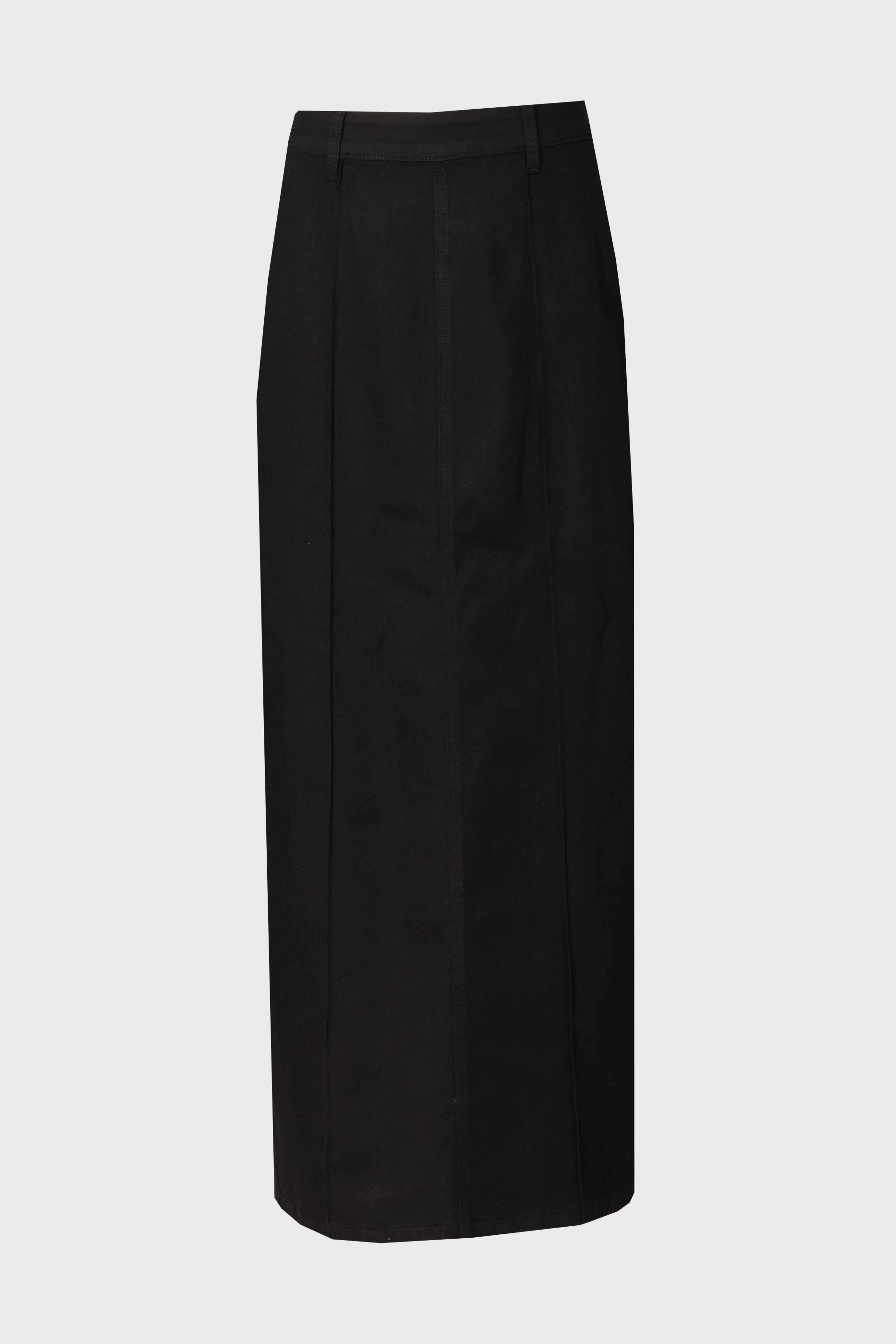 Black Straight Denim Maxi Skirt - KJDHW