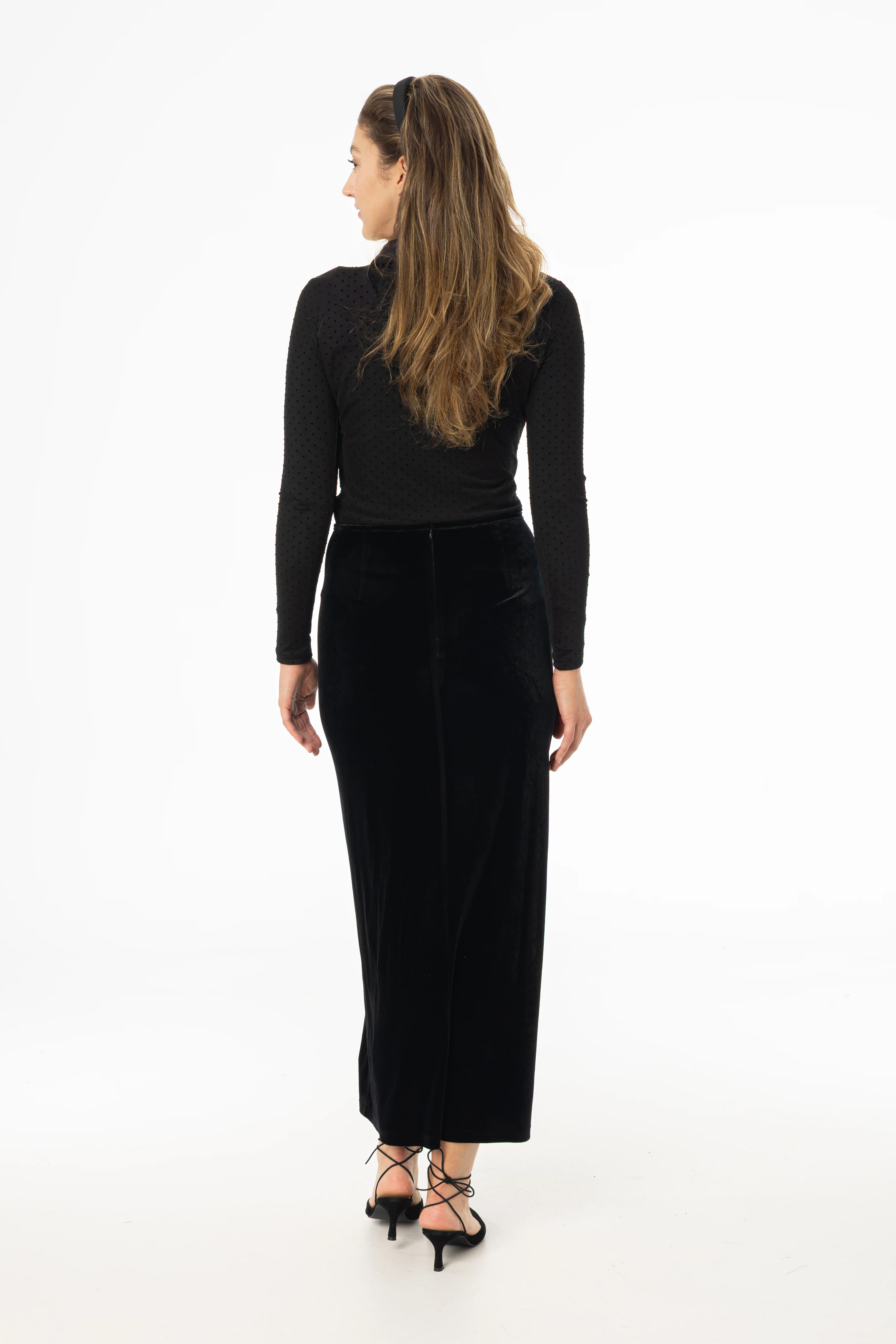 Black Velour Rose Skirt - KJDHW