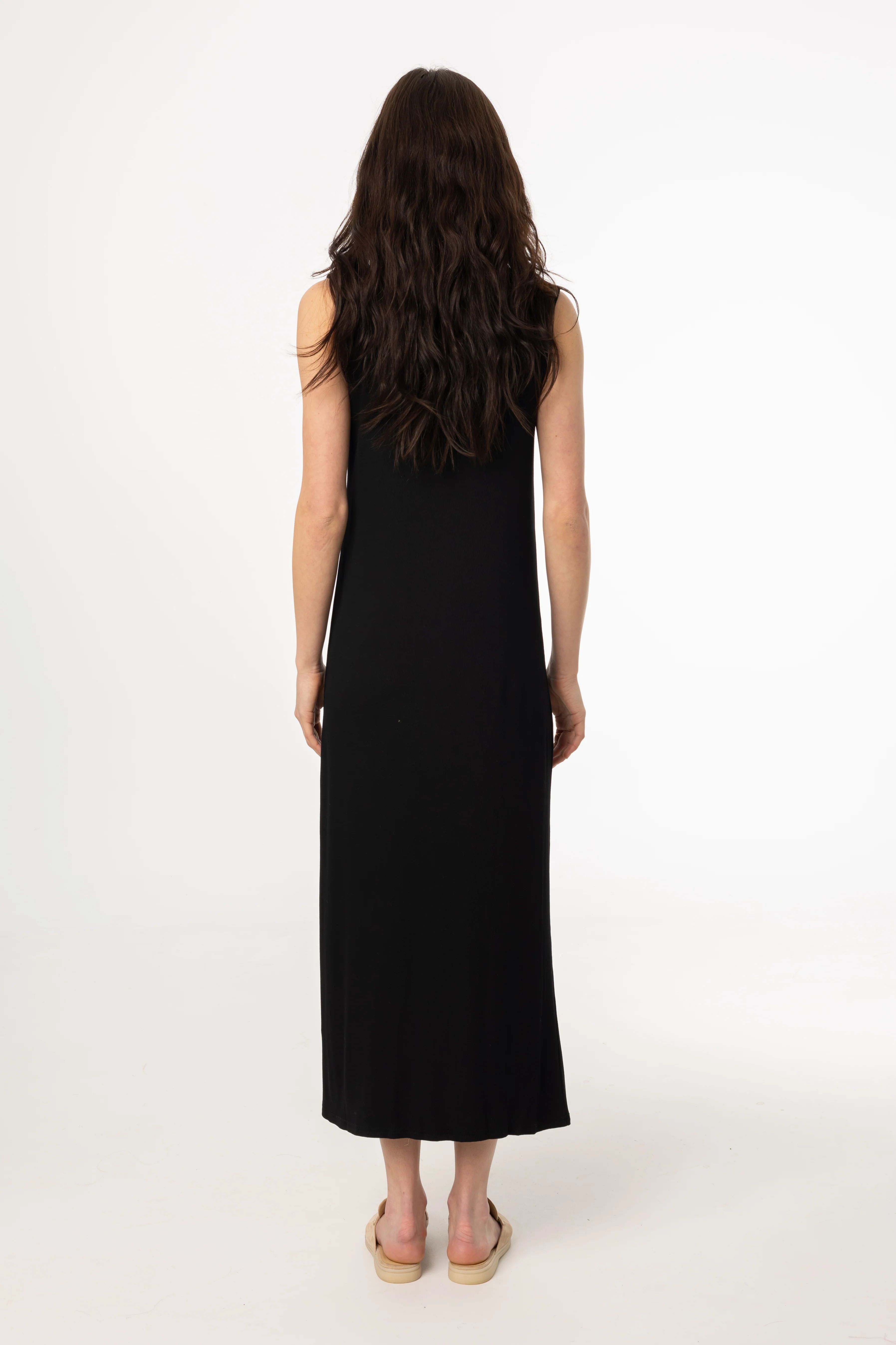 Black Ribbed Maxi Jumper - KJDHW