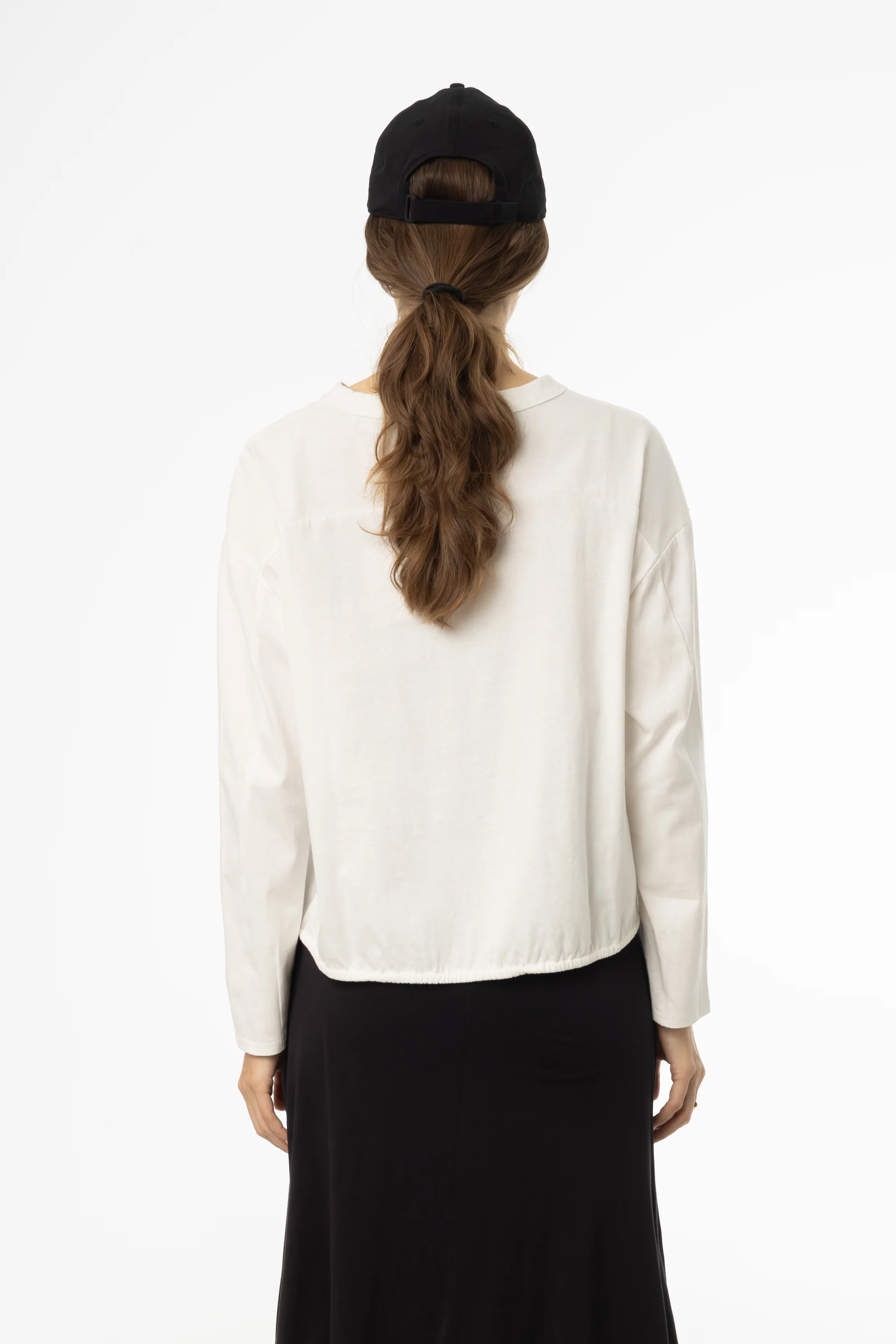 White High Low Drawstring Tee - KJDHW