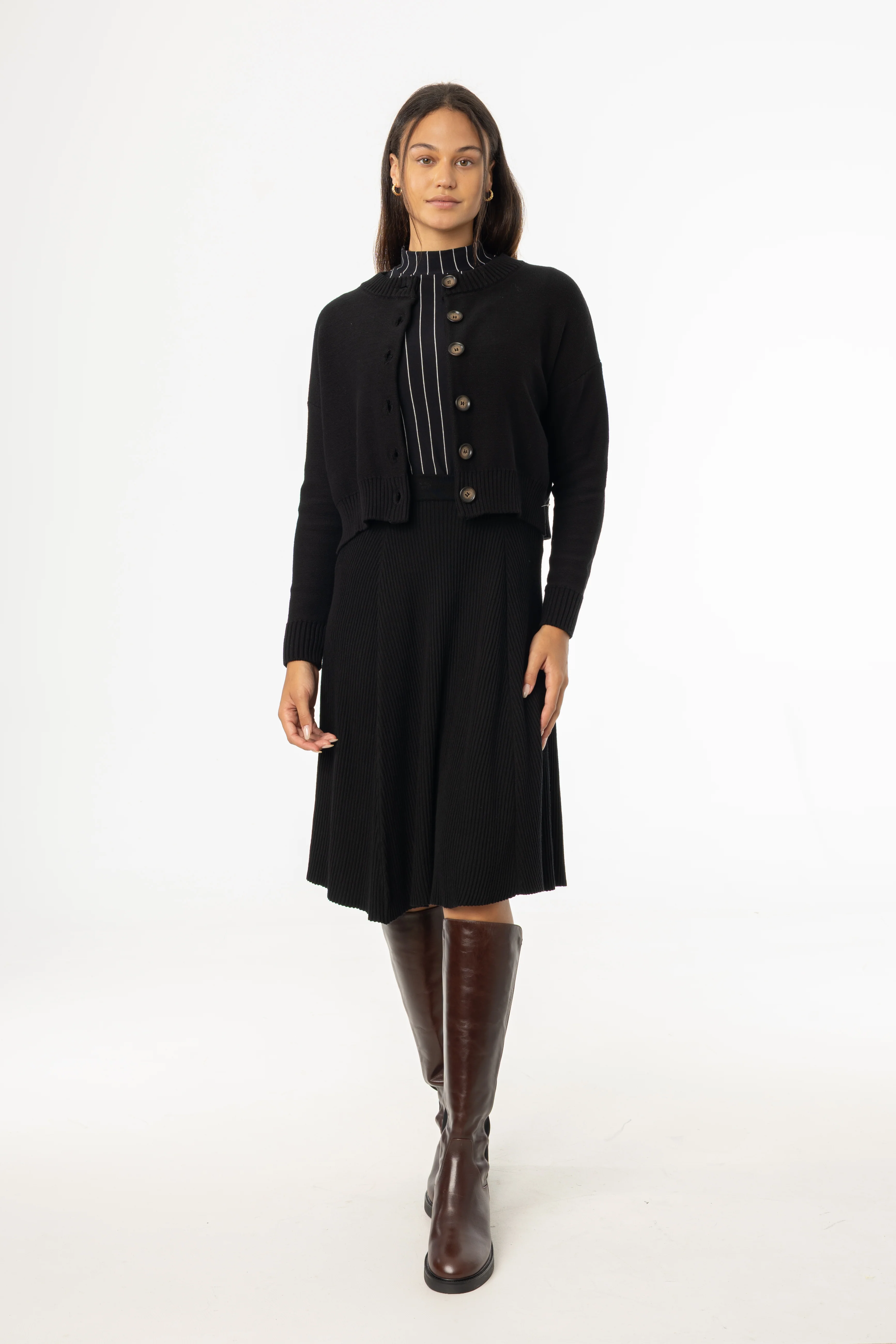 Black Basic Ribbed Knit Skirt - KJDHW