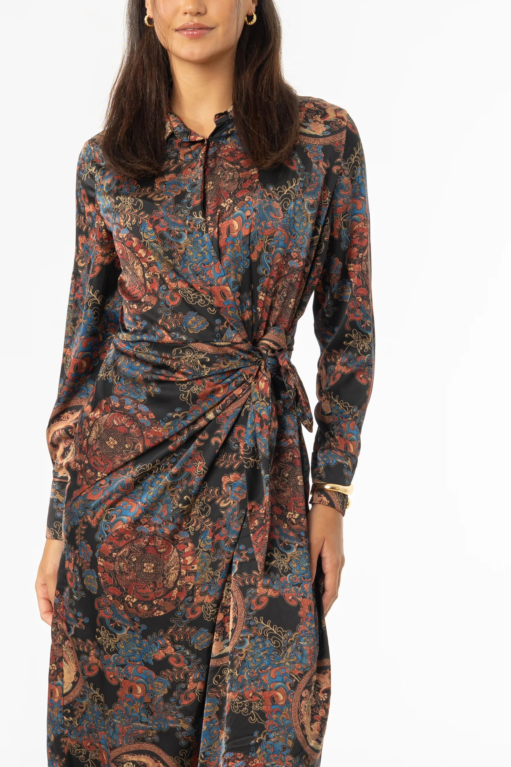 Multicolor Side Tie Maxi Dress - KJDHW