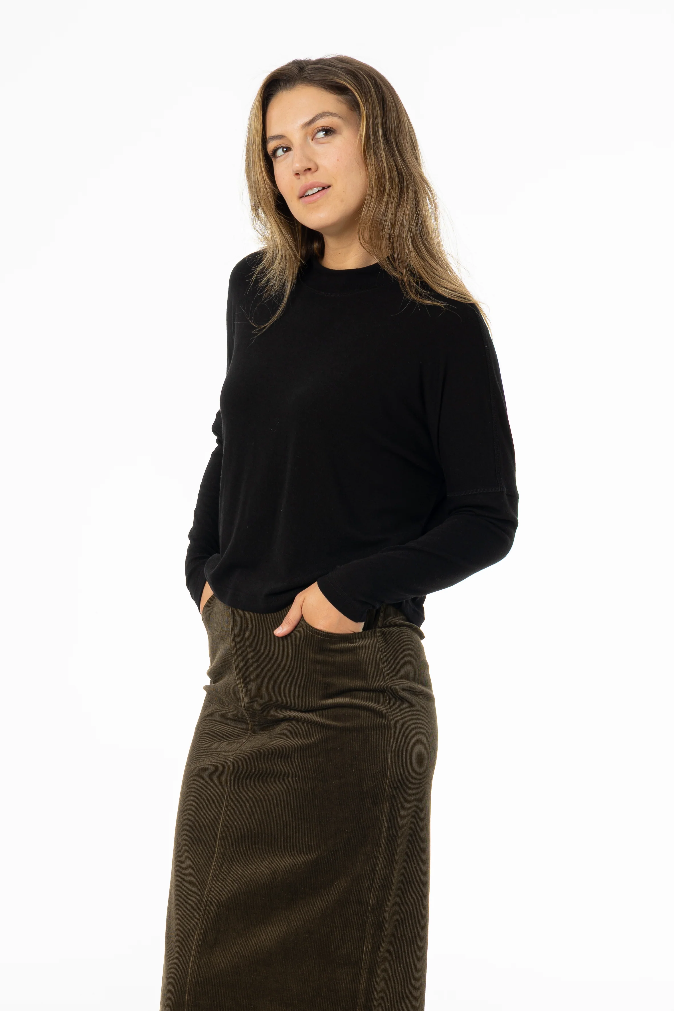 Black Swing Mock Neck Top - KJDHW