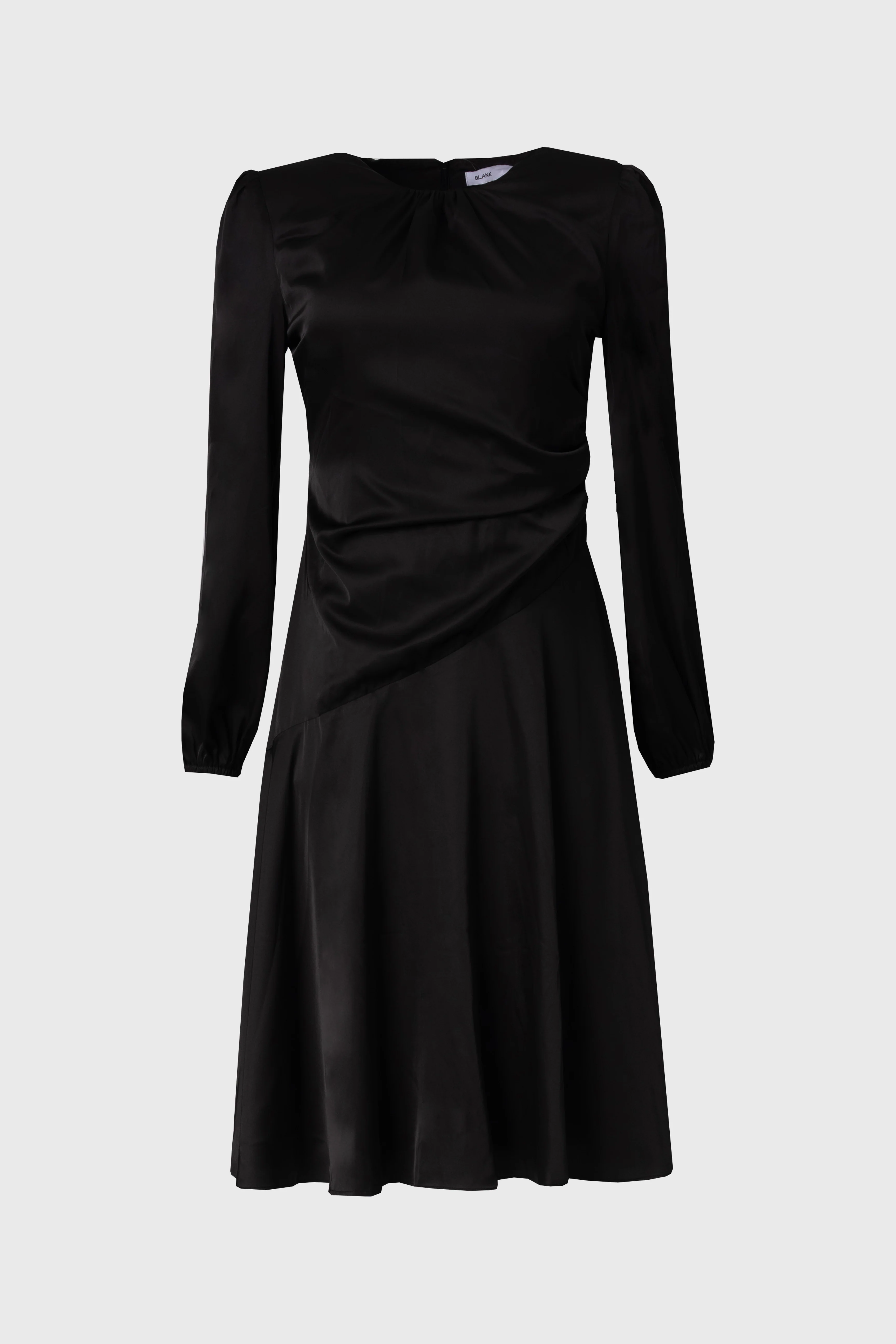 Black Side Draped Dress - KJDHW