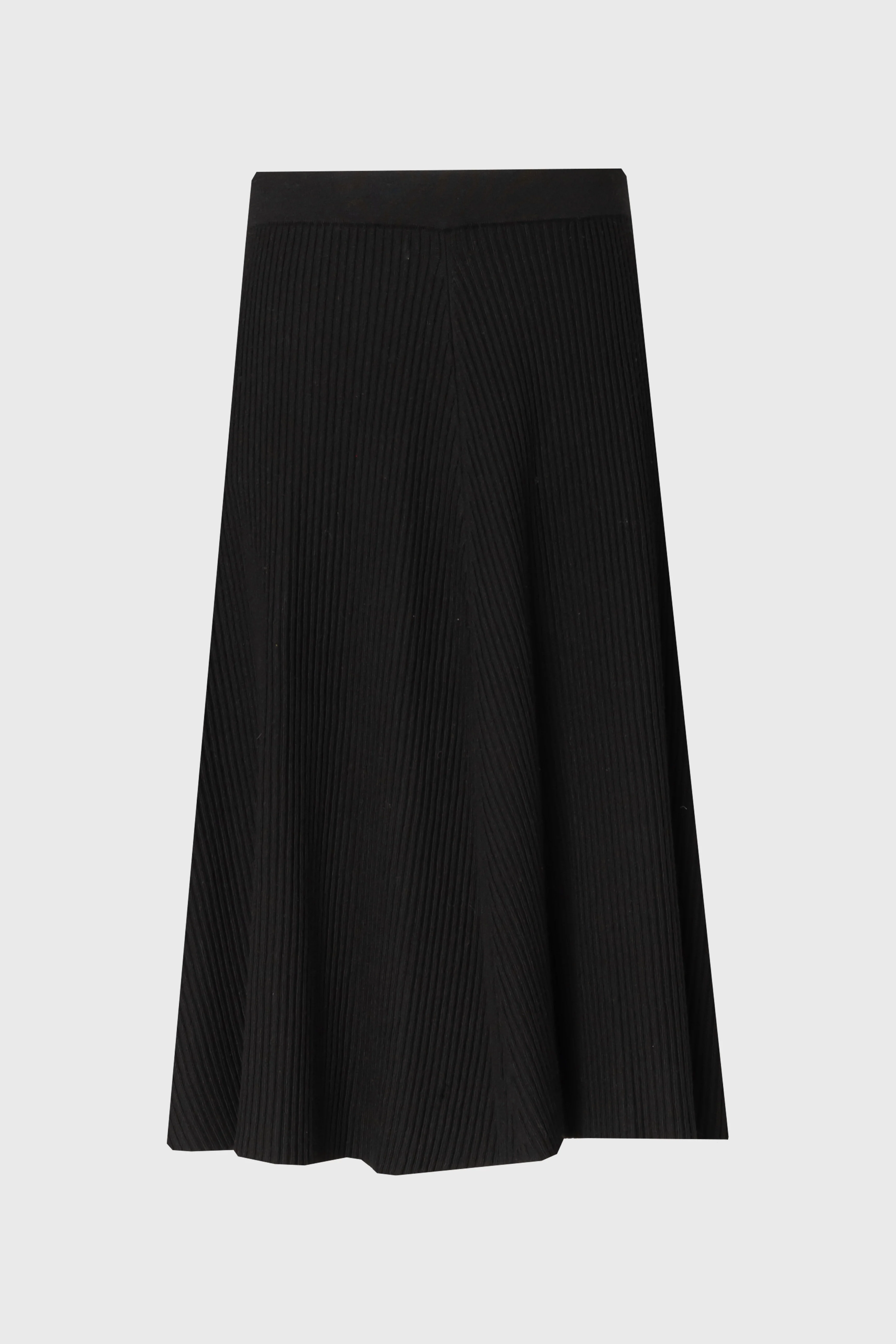 Black Basic Ribbed Knit Skirt - KJDHW