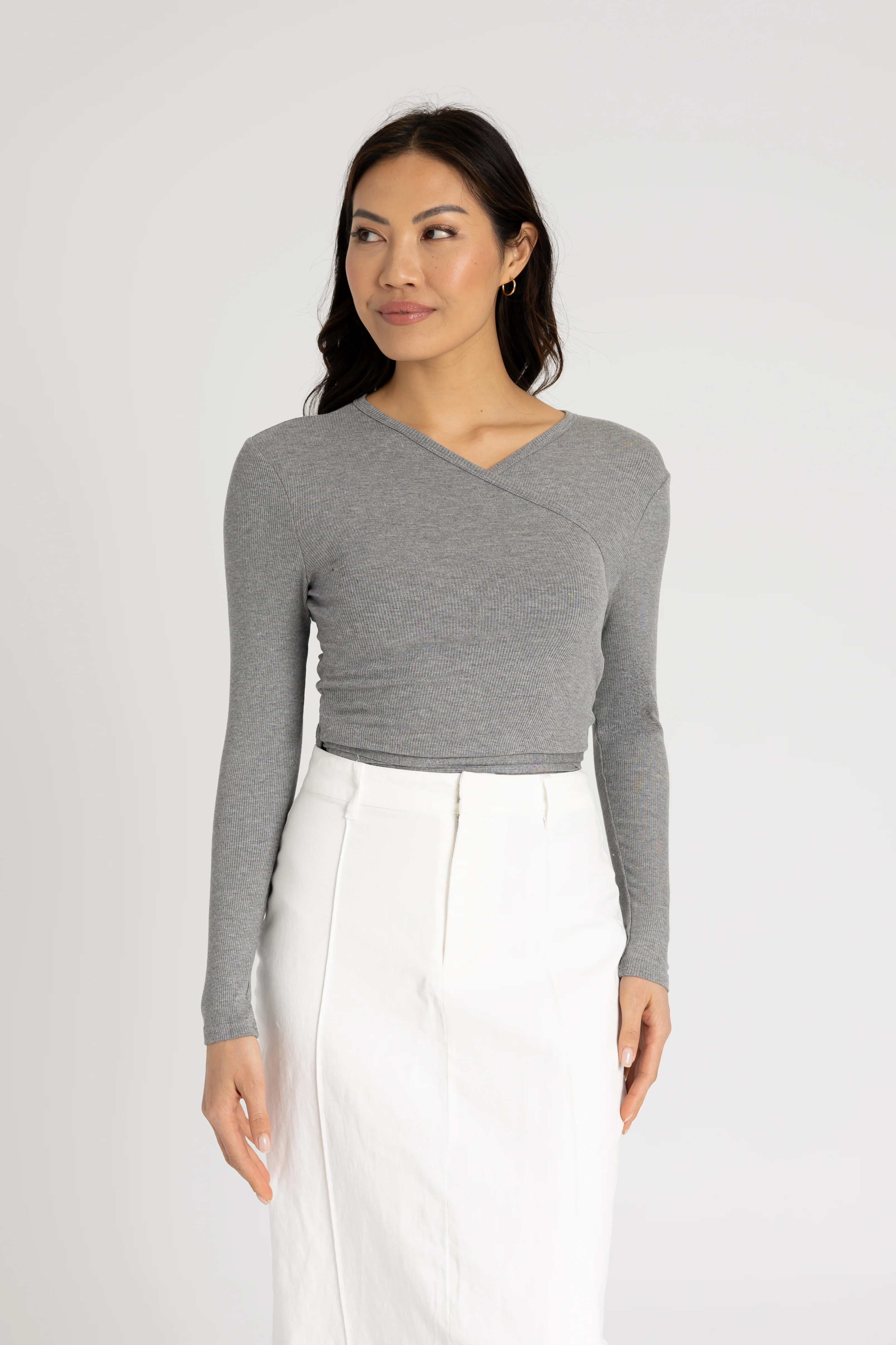 Grey Wrap Tee - KJDHW