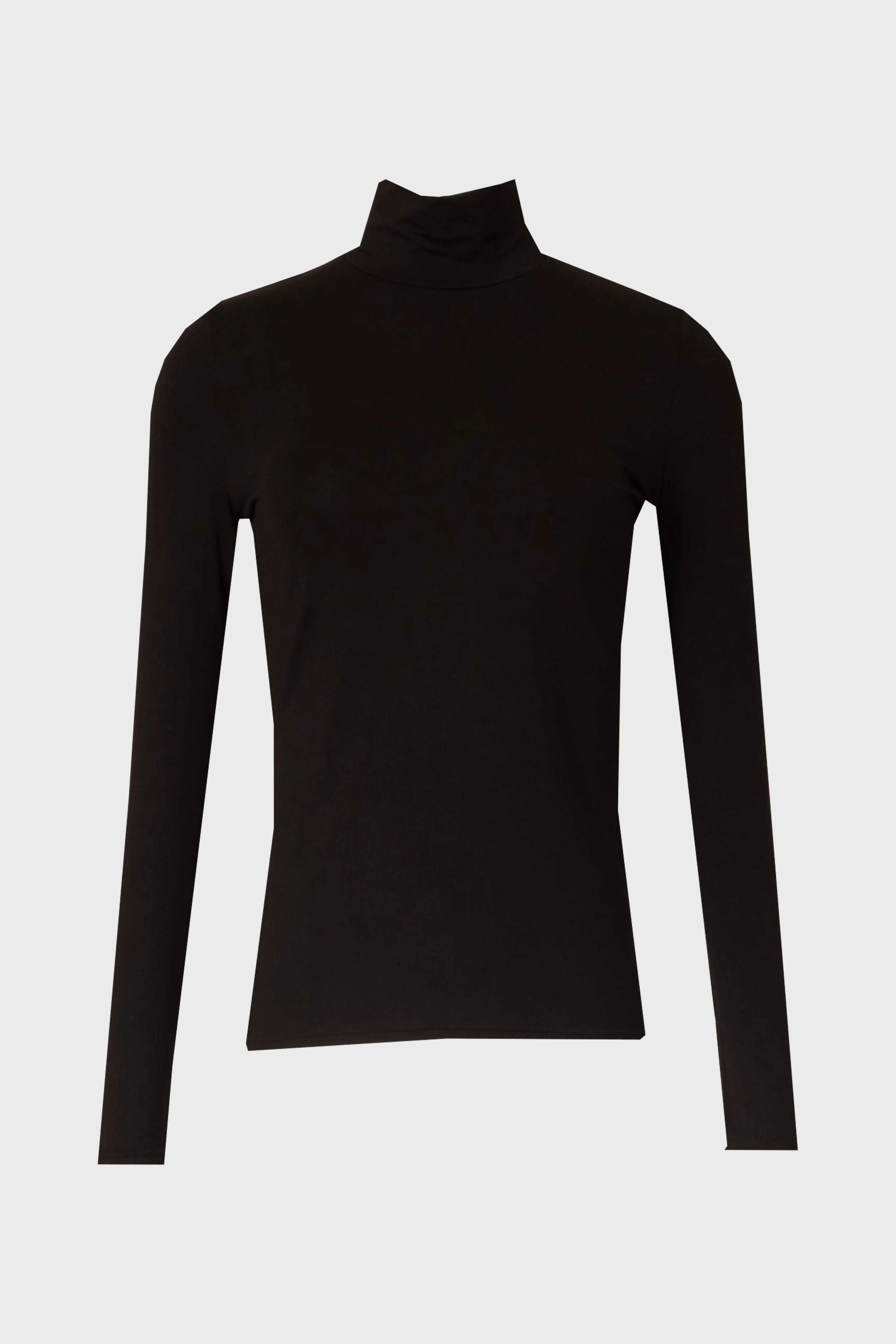 Black Solid Turtleneck Top - KJDHW