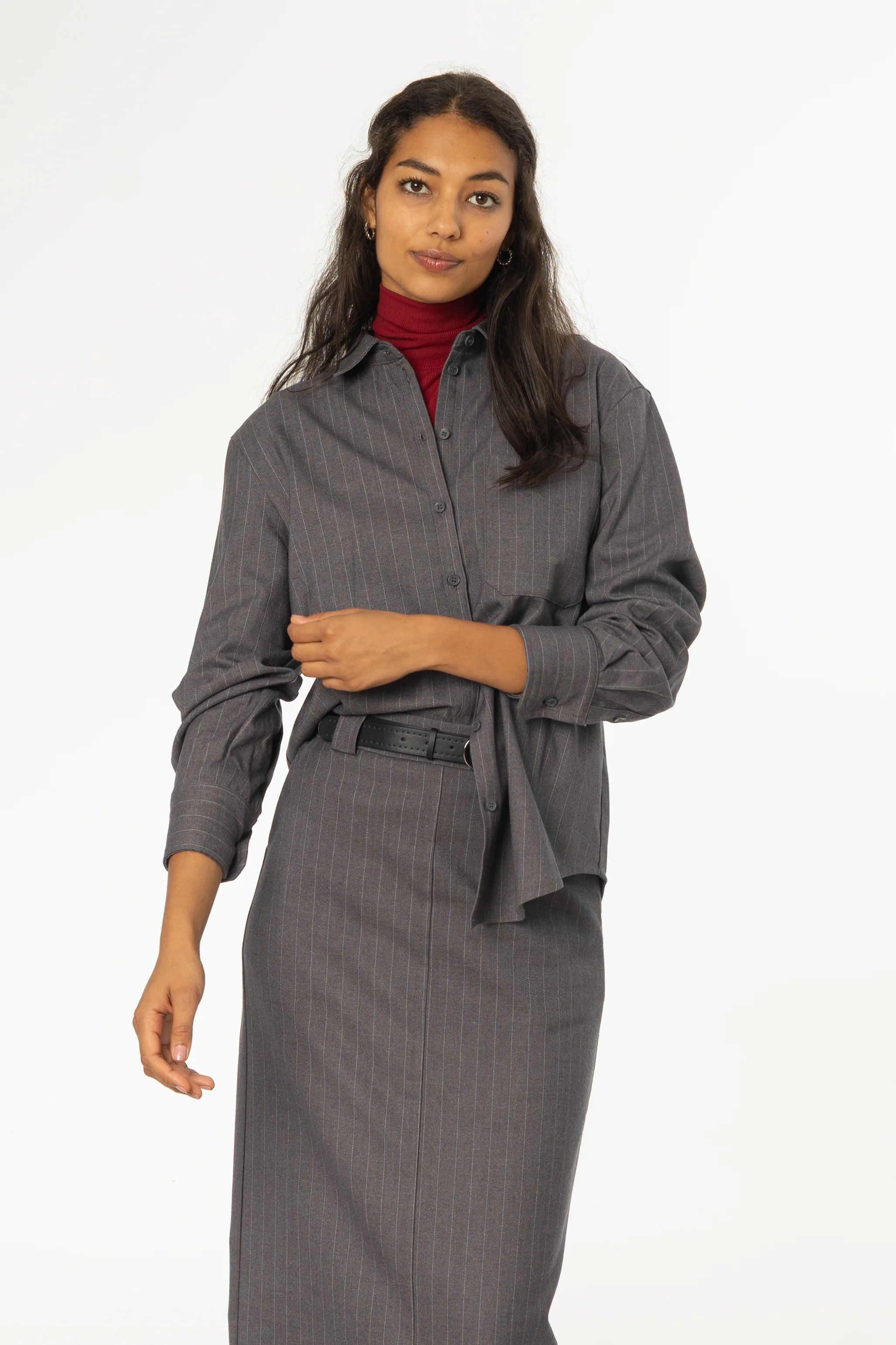 Cherry Ribbed Turtleneck Top - KJDHW
