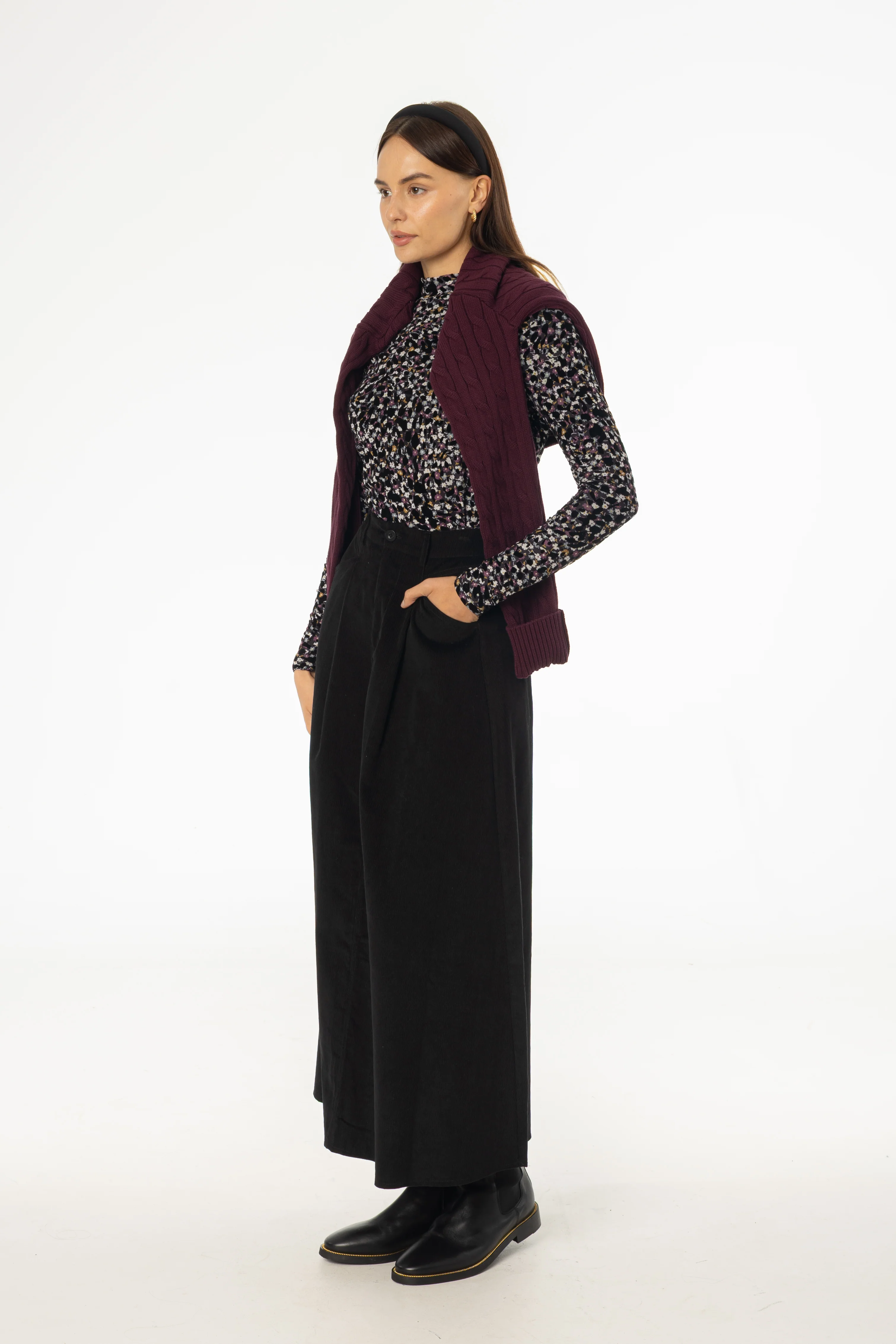 Black Cargo Corduroy Maxi Skirt - KJDHW