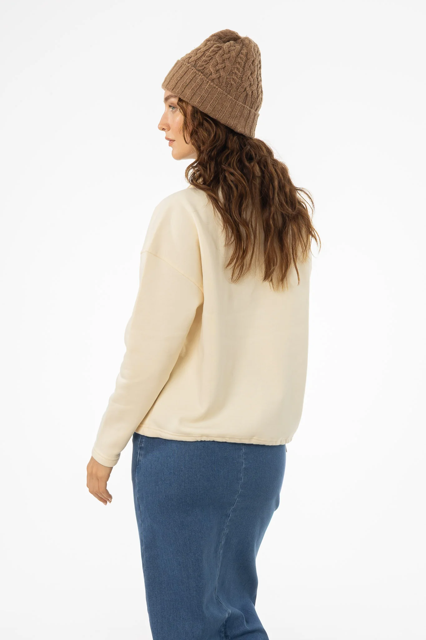 Cream Quarter Zip Sweater - KJDHW