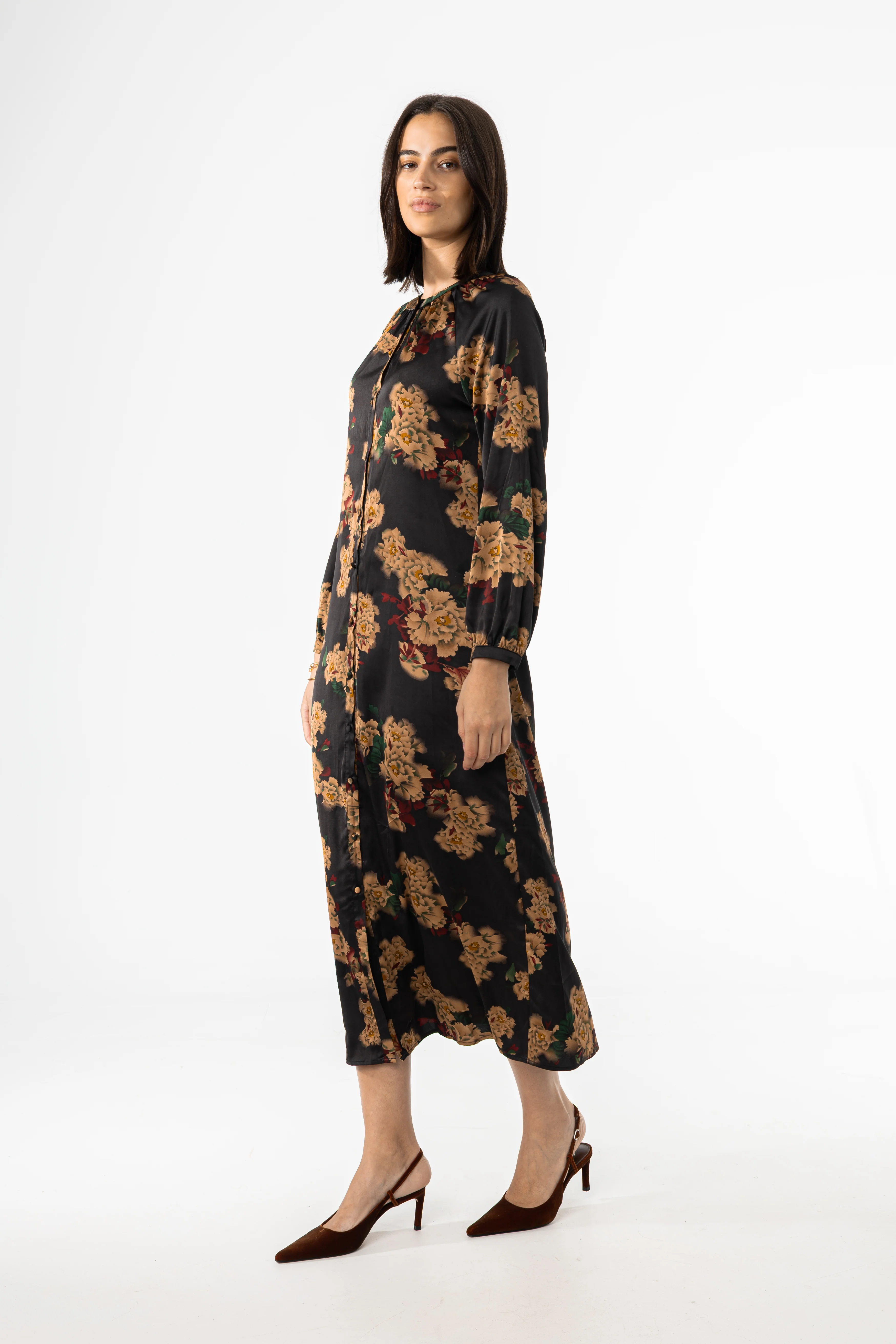Black Multi Floral Printed Maxi Dress - KJDHW