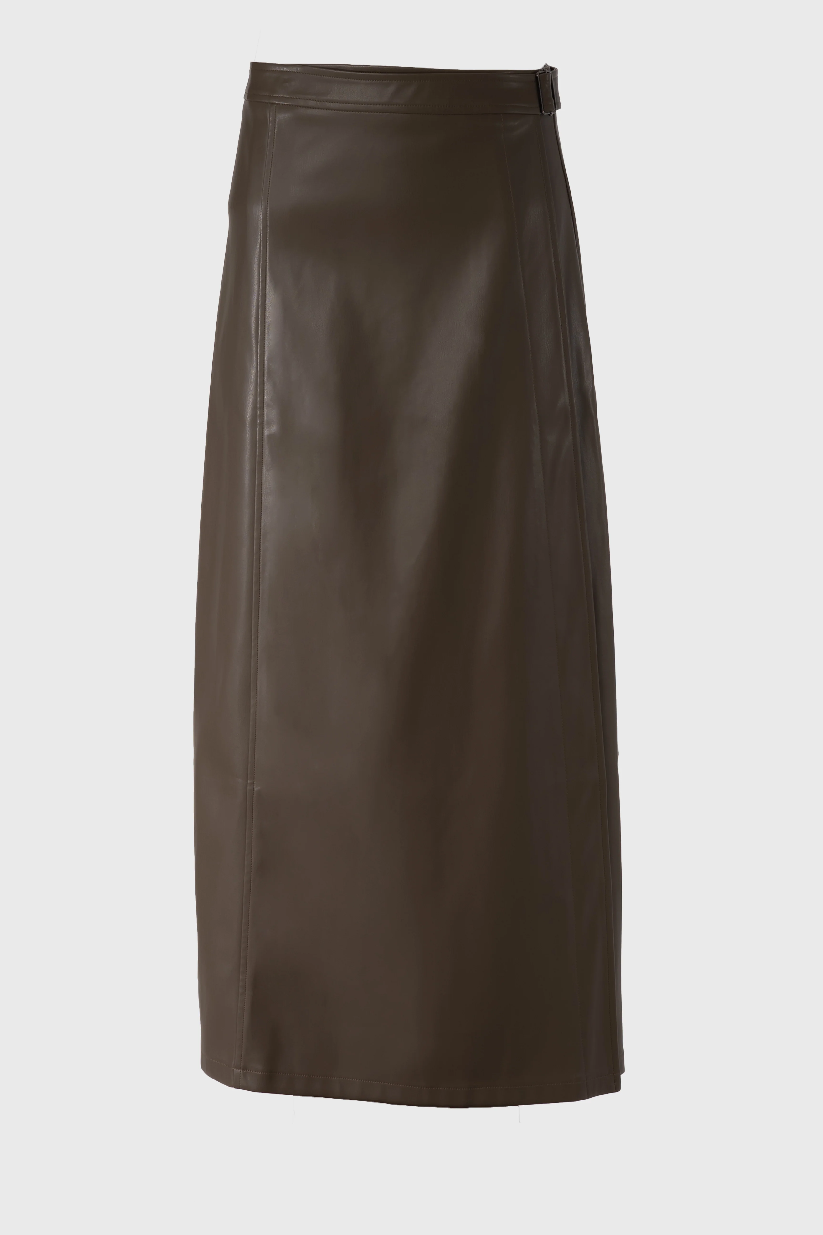 Olive Wrap Vegan Leather Maxi Skirt - KJDHW