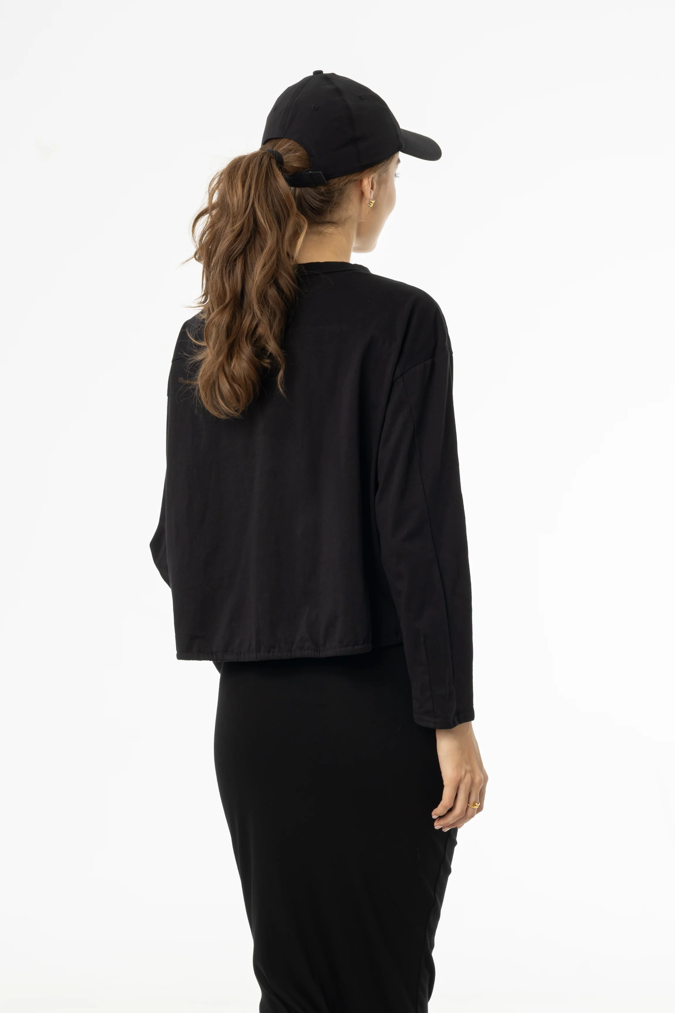 Black High Low Drawstring Tee - KJDHW