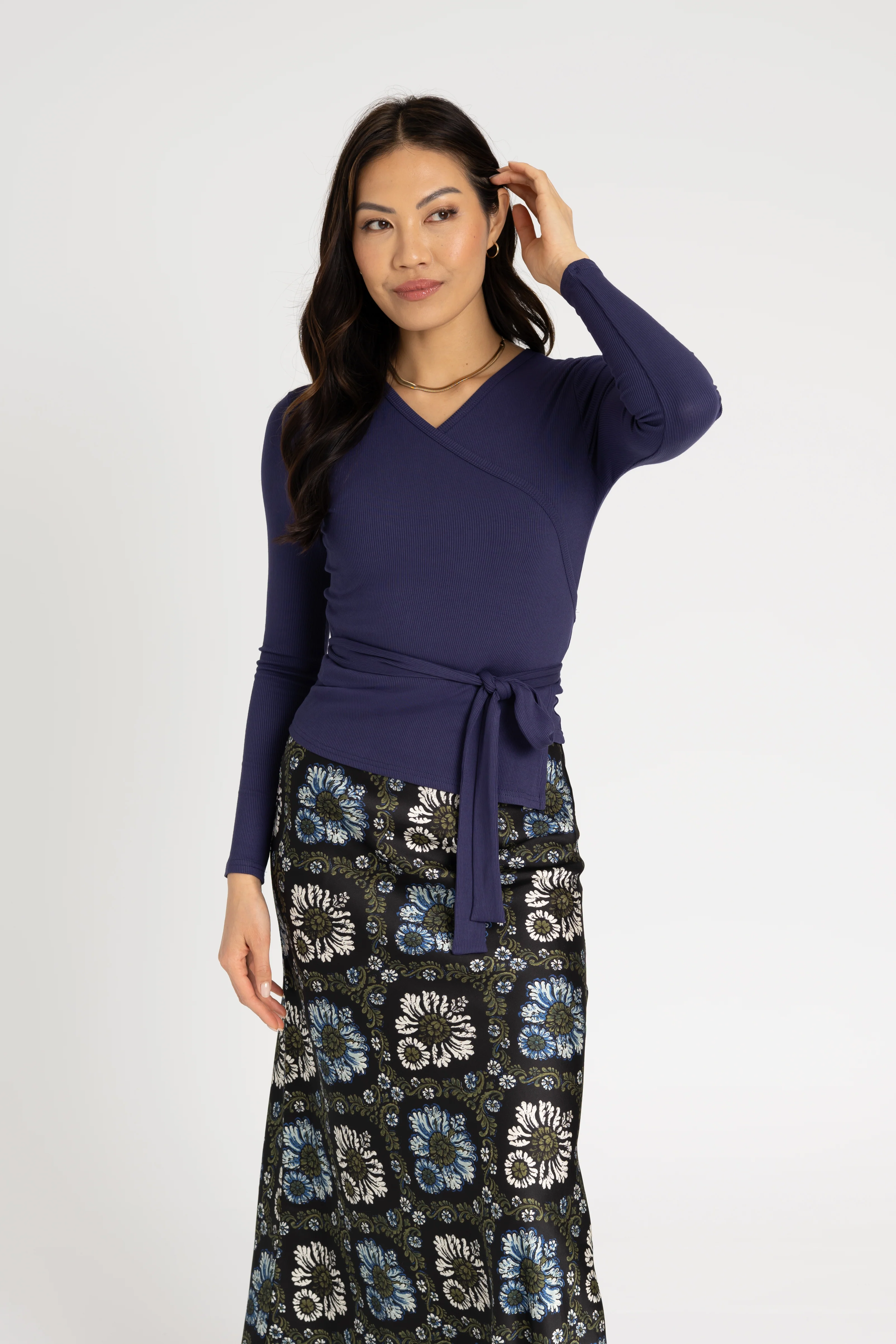 Navy Wrap Tee - KJDHW