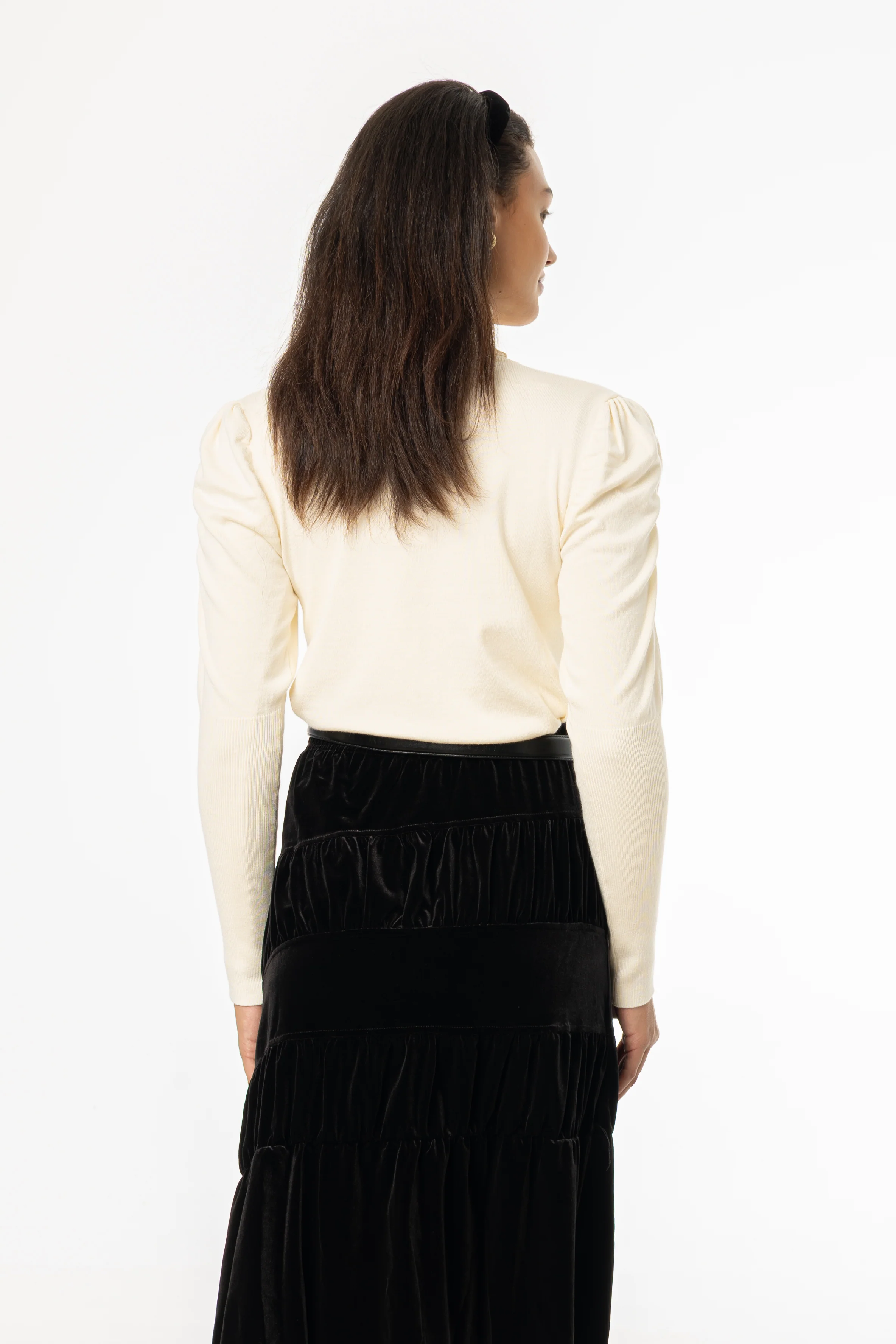 Cream Puff Sleeve Knit Turtleneck Sweater - KJDHW