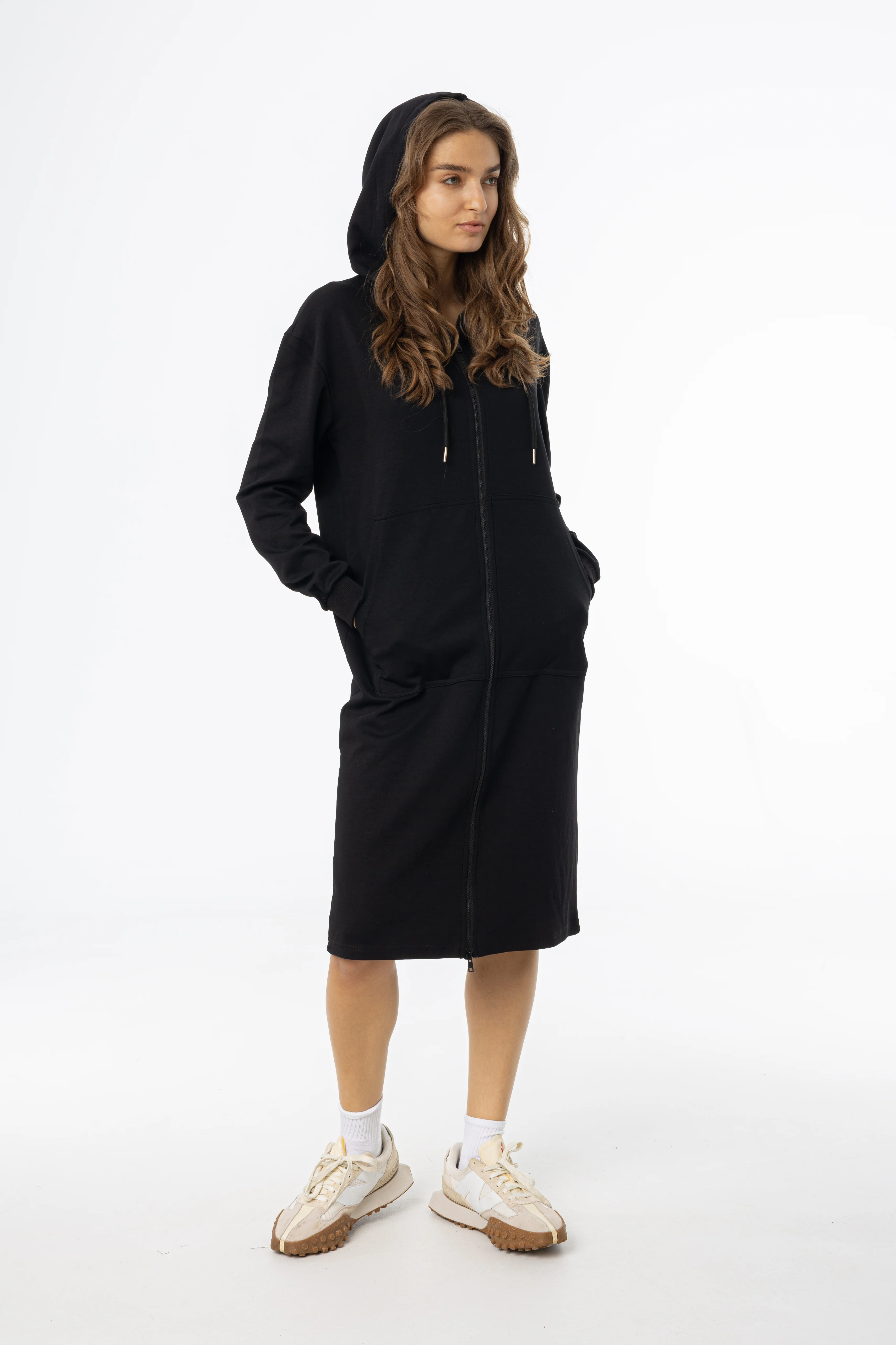 Black Basic Zipper Dress - KJDHW