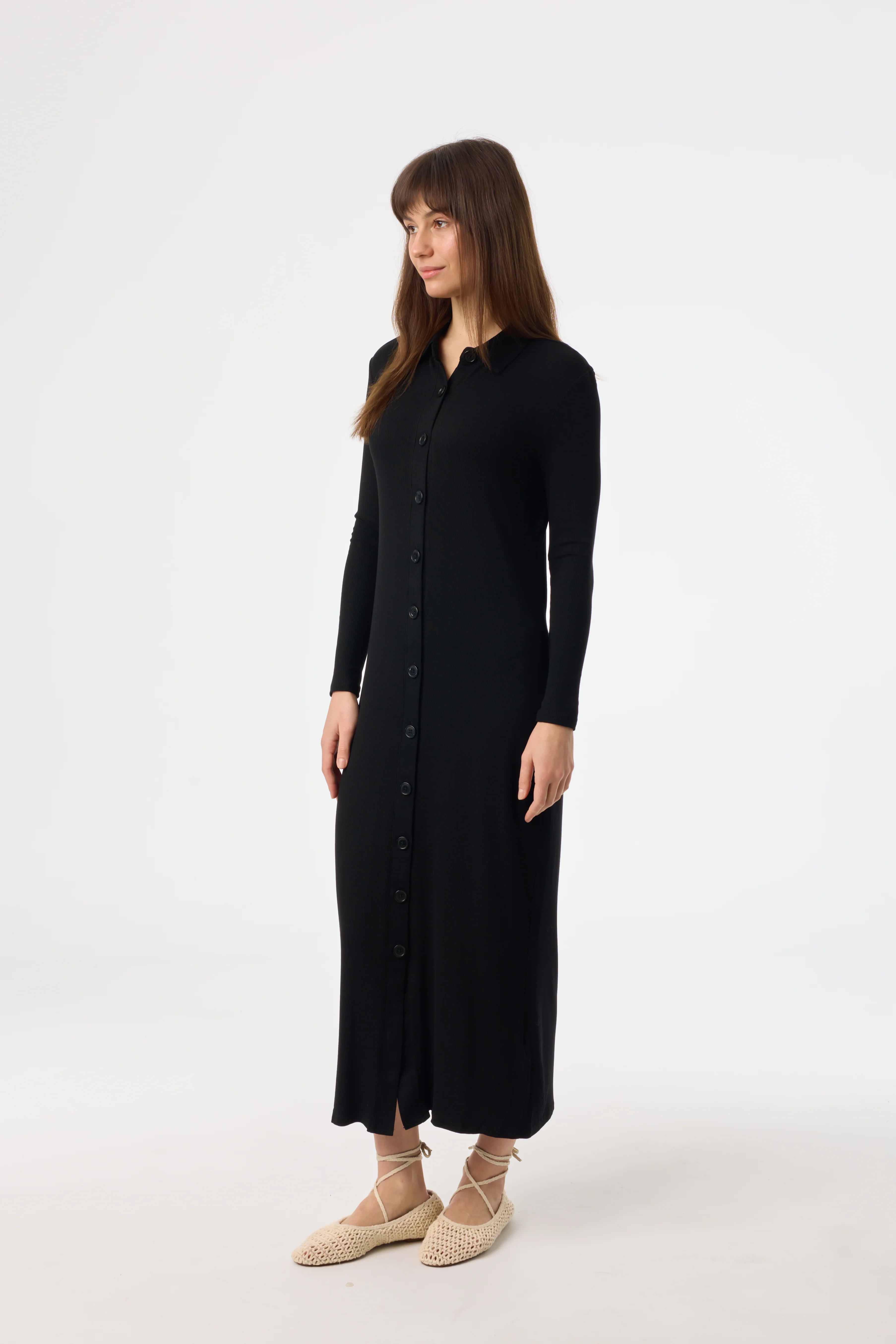 Black Cardi Maxi Dress - KJDHW